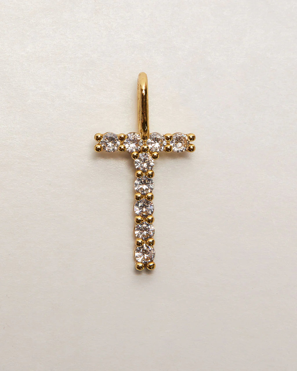 Initial Letter 14k Plated Rhinestone Charm