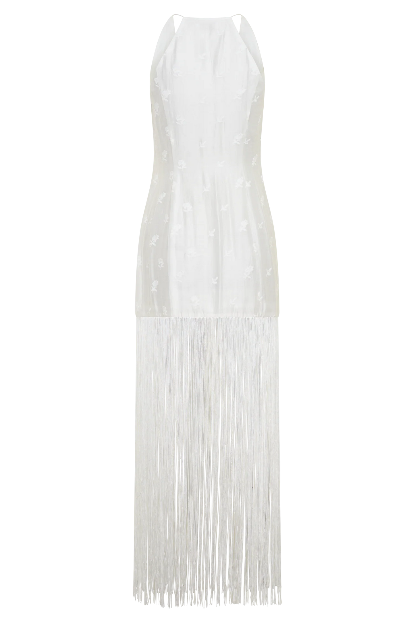 Abigail V Neck Fringe Maxi Dress - White