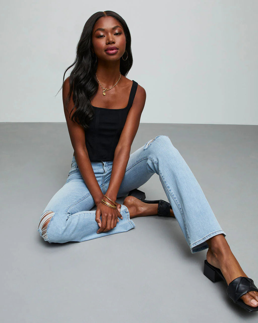 Matira High Rise Distressed Flare Jeans