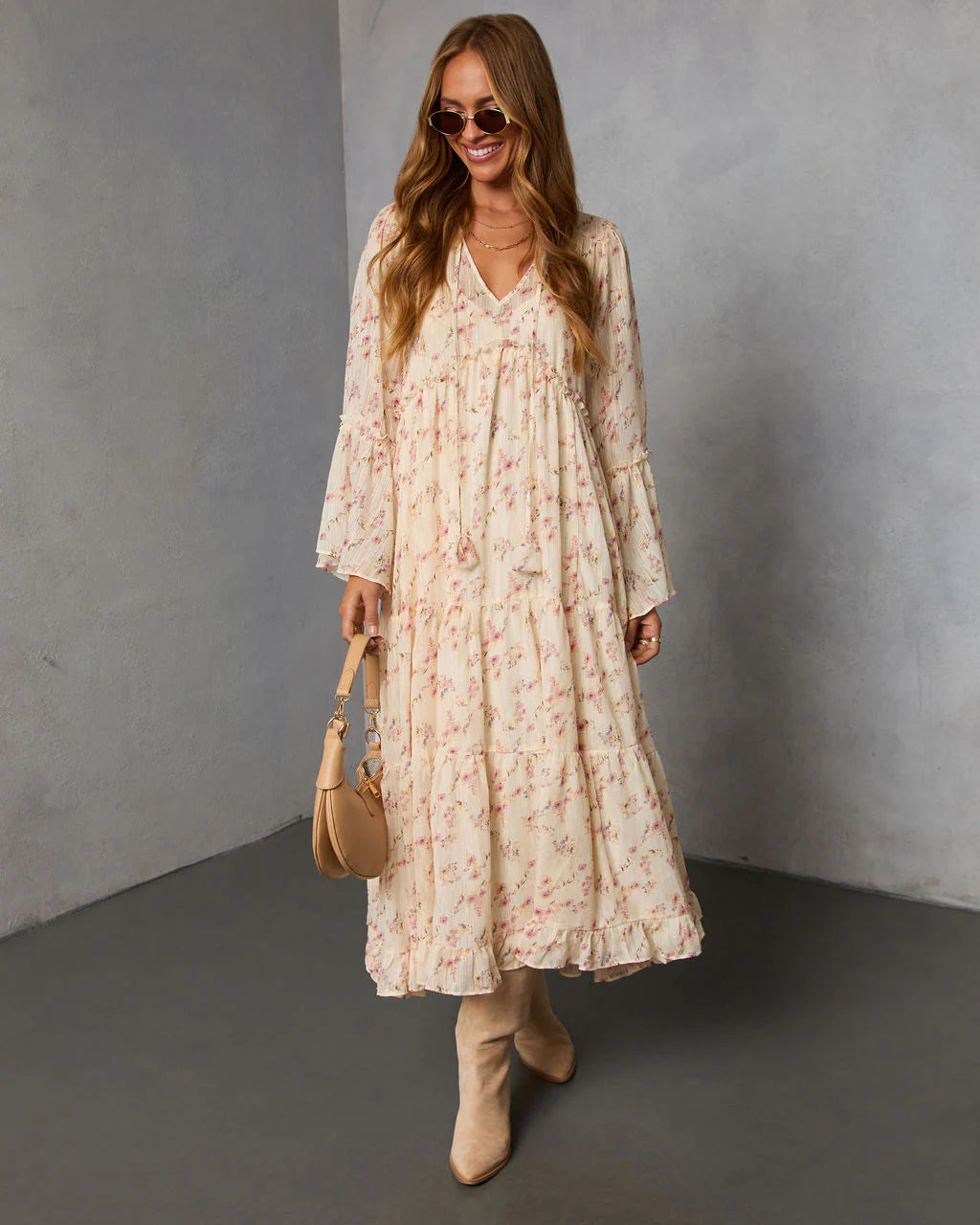 Amber Drift Printed Maxi Dress