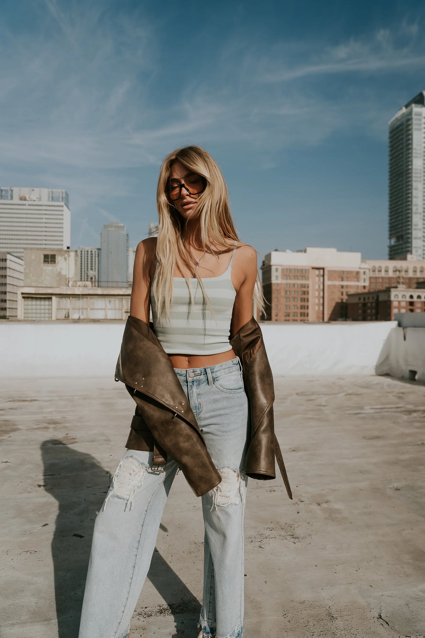 Taisley Striped Cropped Tank in Mint