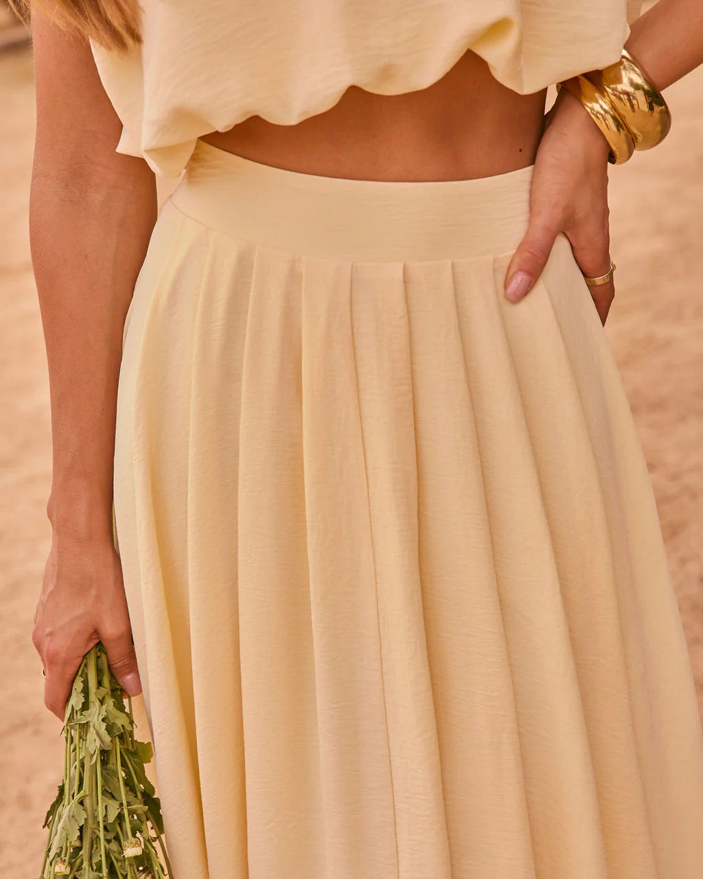 Opening Note Pleated Midi Skirt