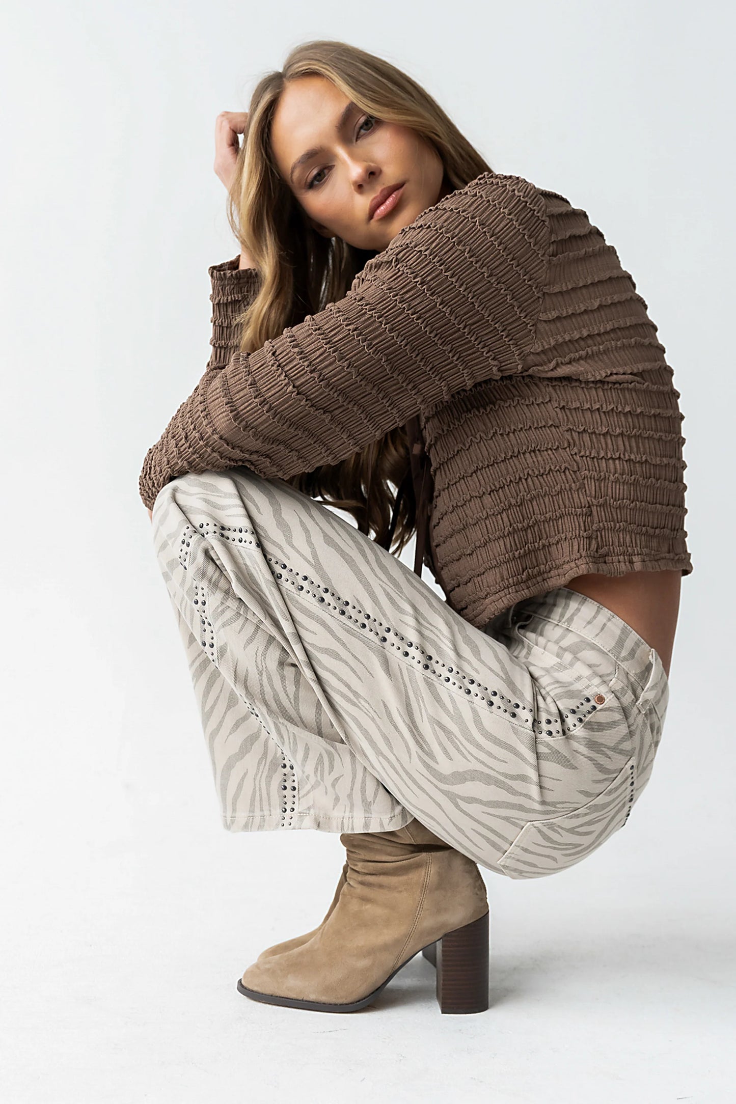 Jordy Textured Top in Brown