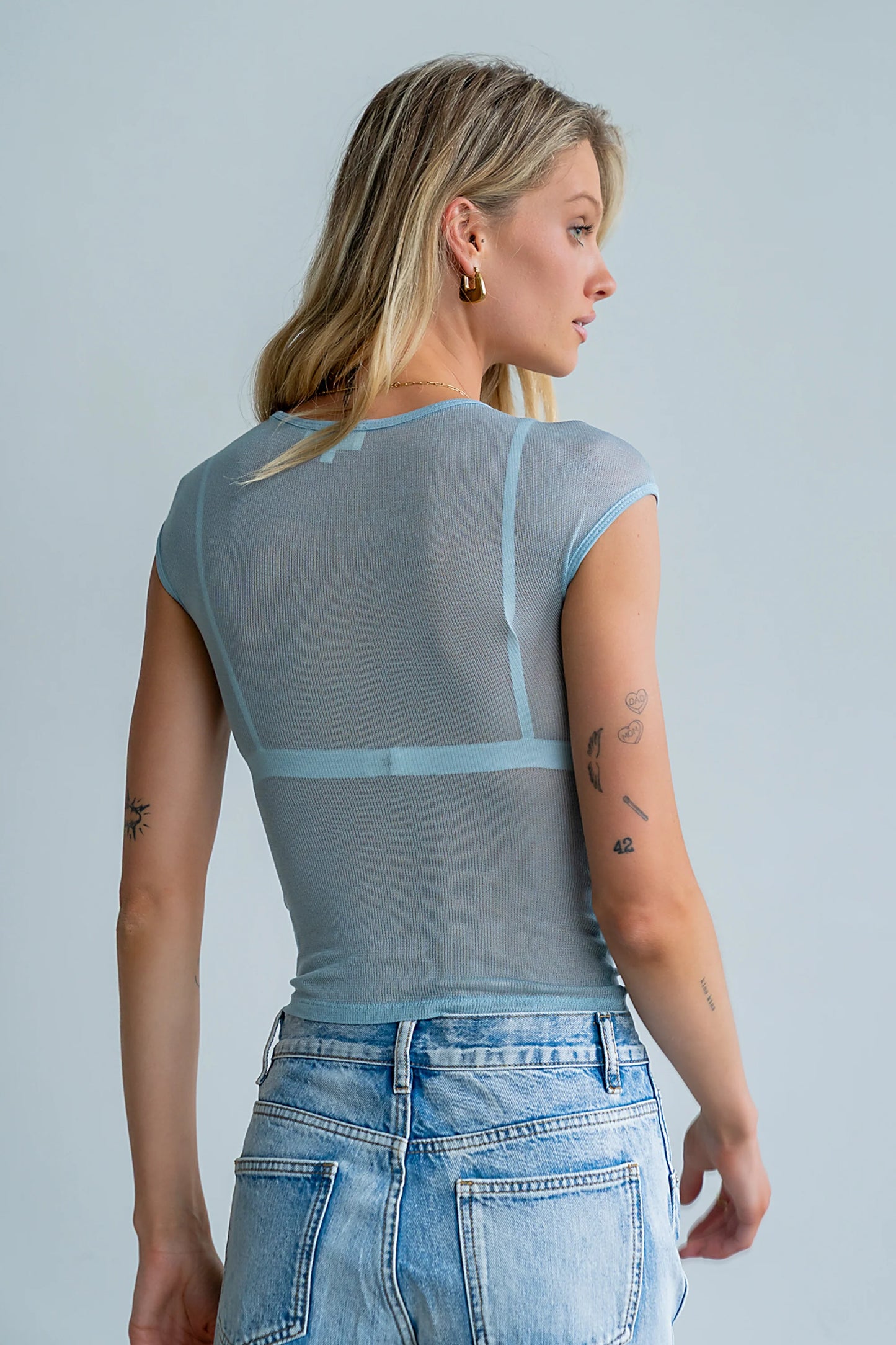 Brandy Mesh Top in Blue