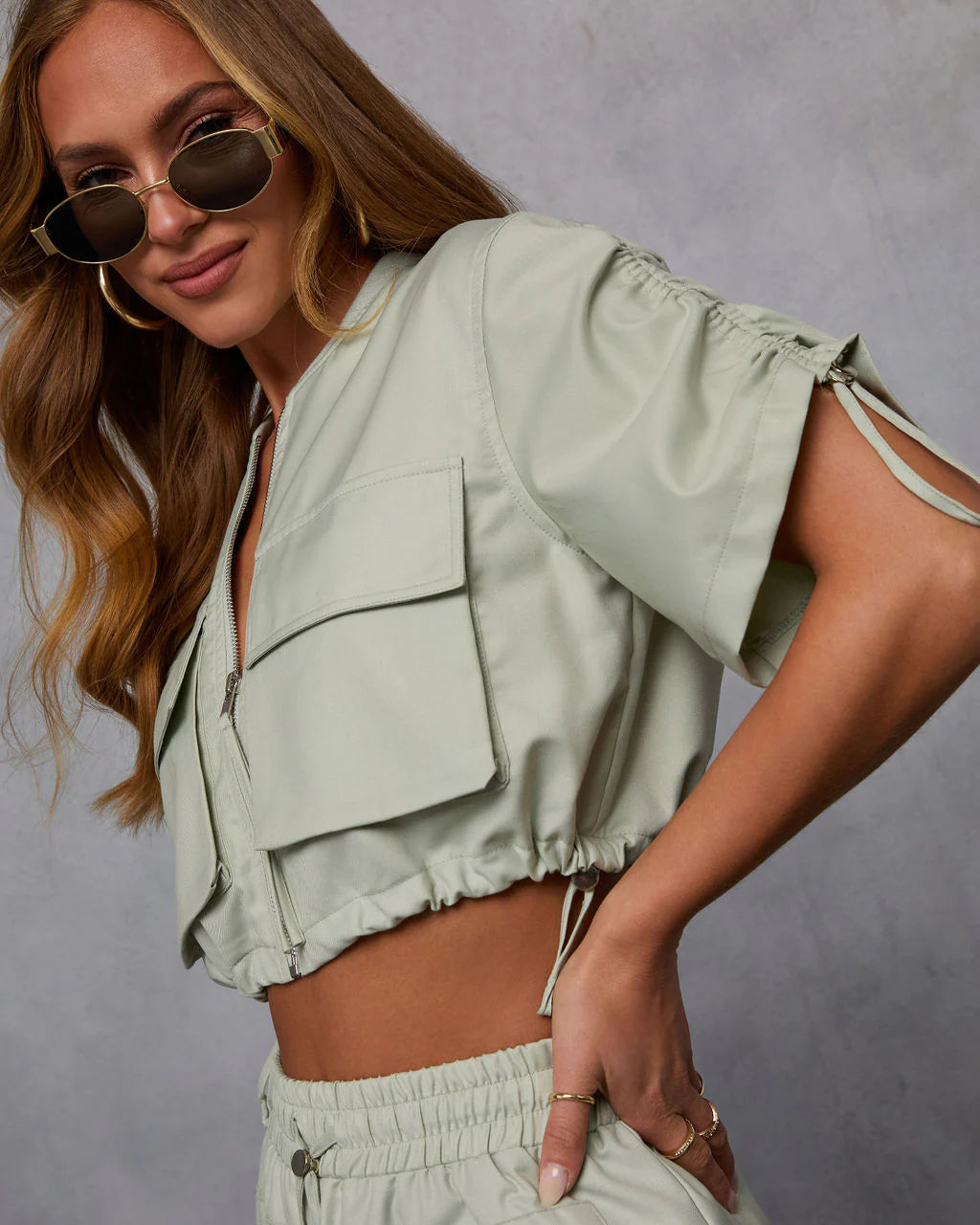 Minimal Muse Cargo Pull Cord Jacket