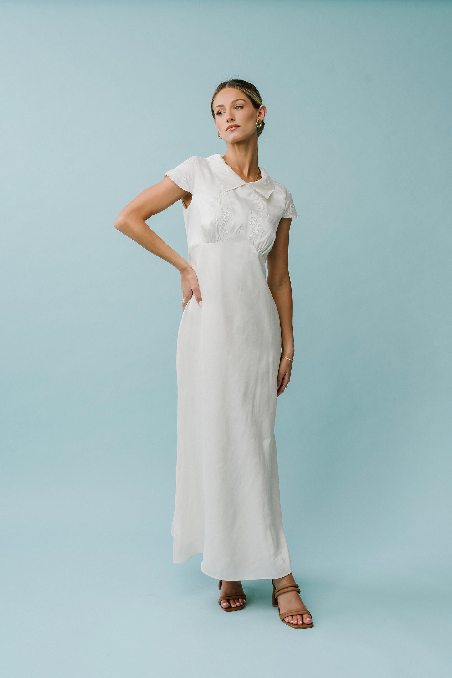 Tammy Embroidered Maxi Dress in Ivory