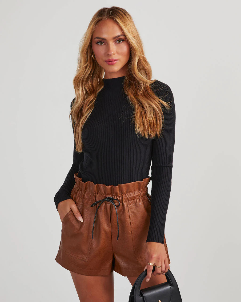 Reiko Faux Leather Paperbag Shorts