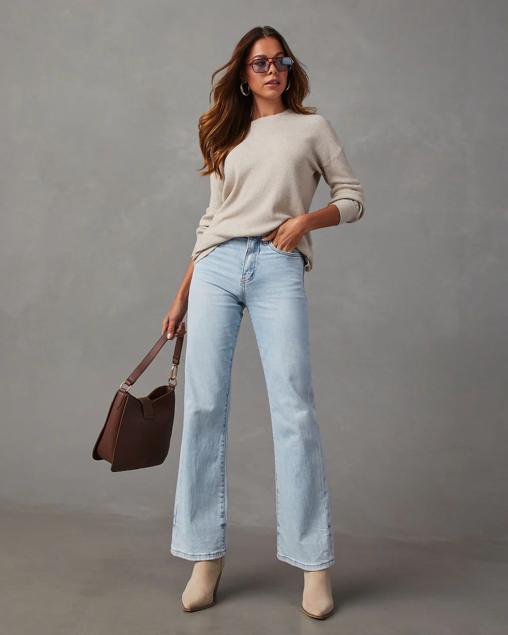 Coralee Waffle Knit Long Sleeve Top