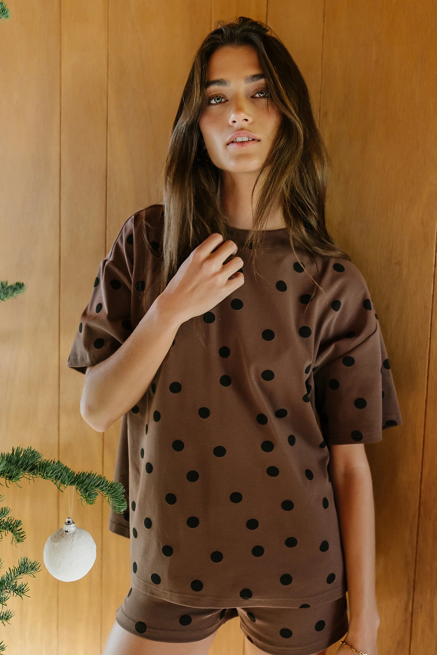 James Polka Dot Shorts in Brown