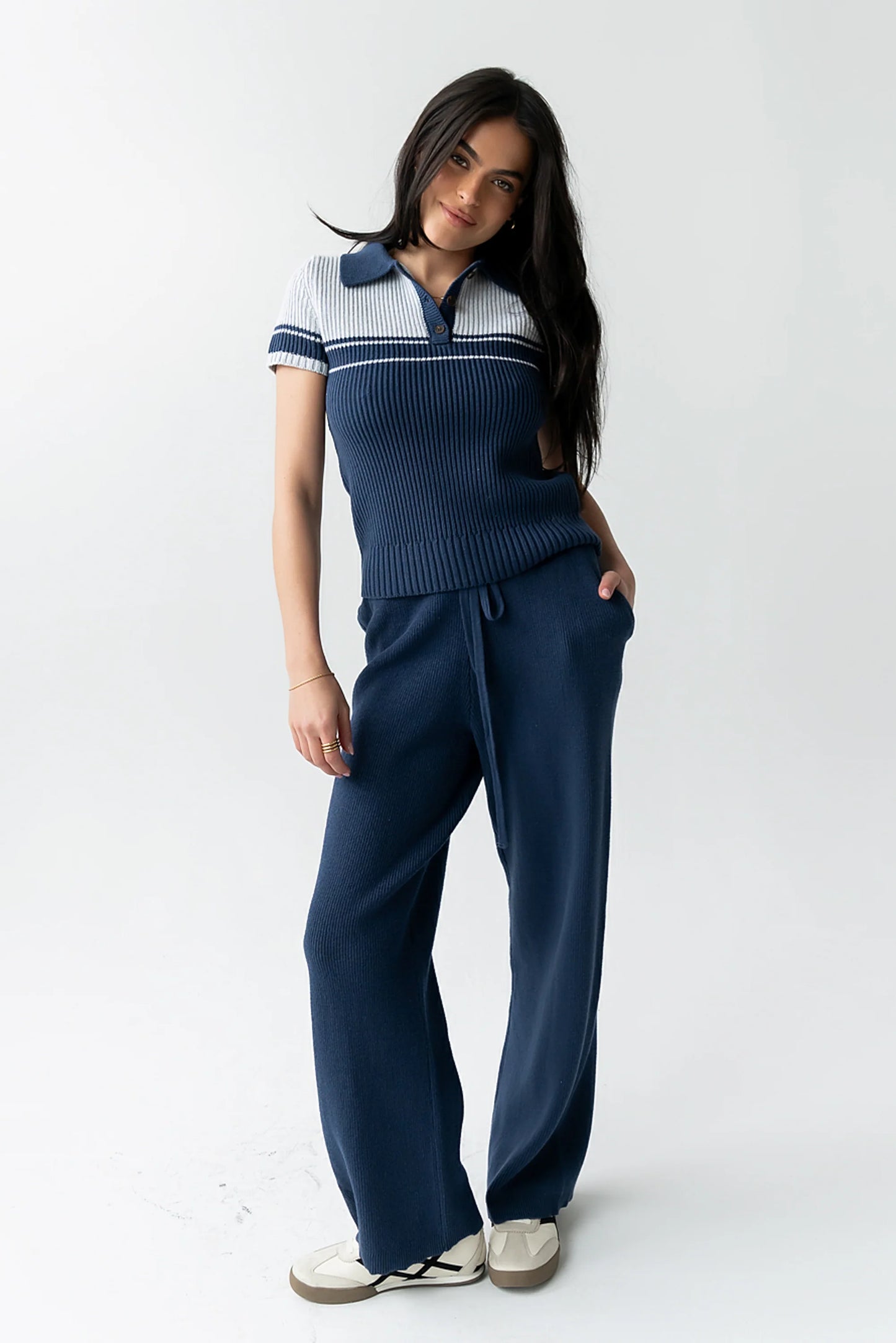 Brea Collared Sweater in Blue