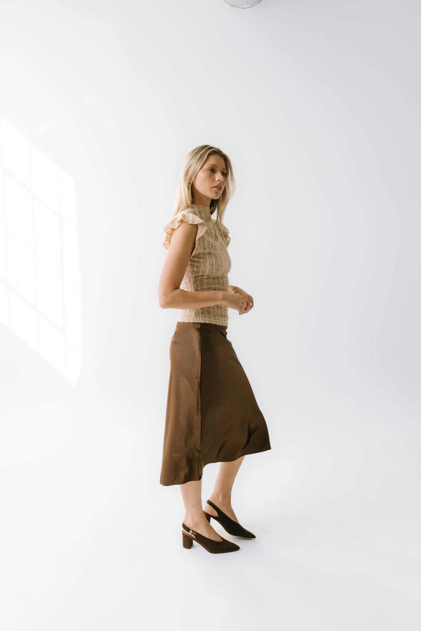 Lue Sheer Top in Taupe