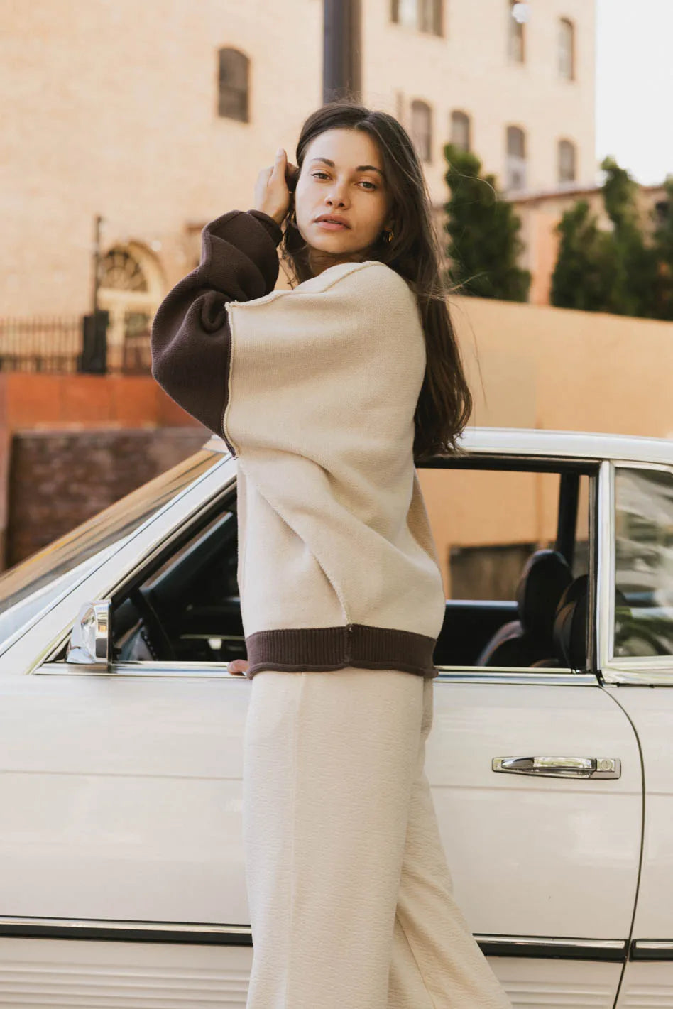 Abara Colorblock Sweater in Oatmeal