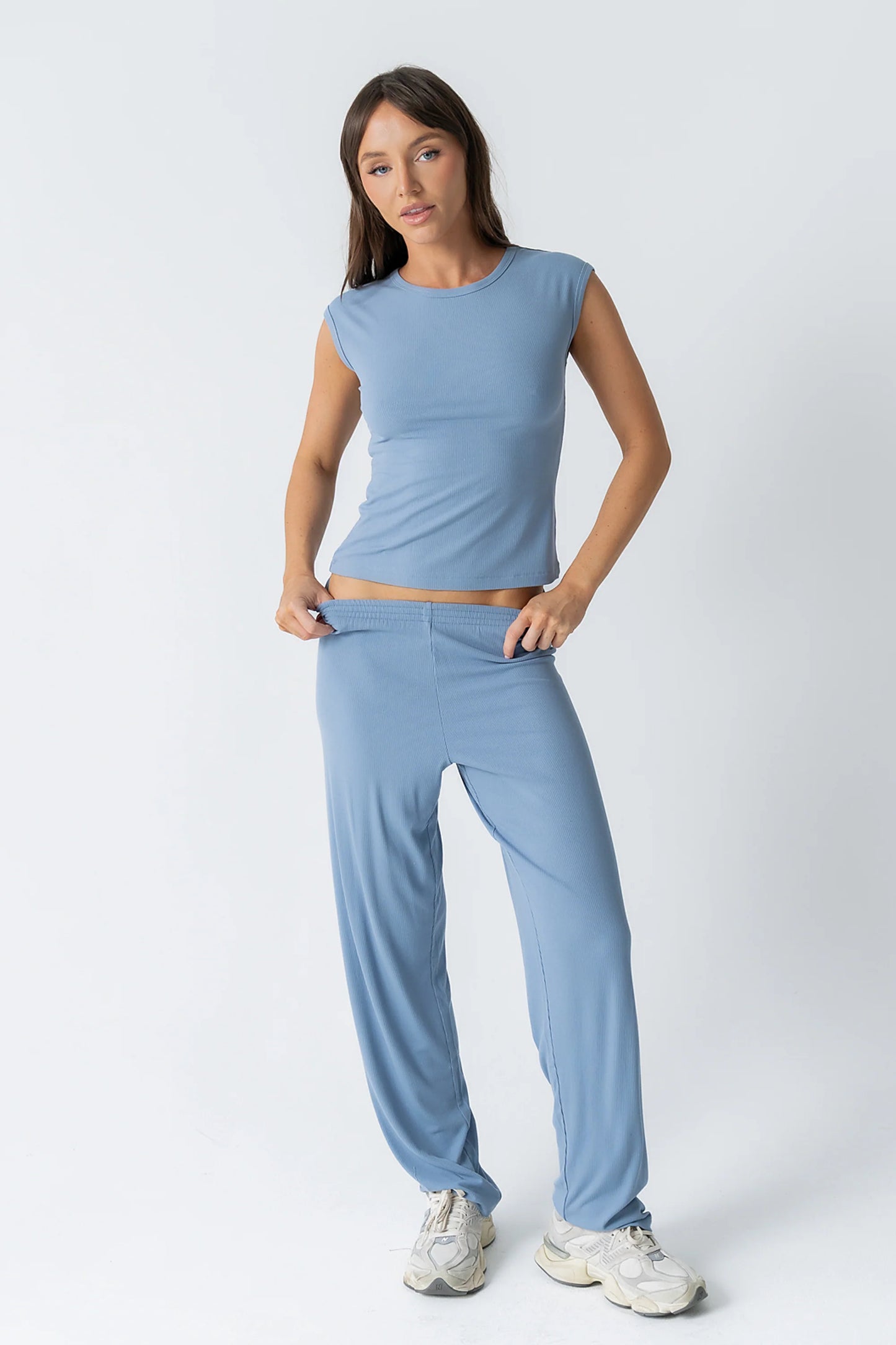 Jordanna Wide Leg Pants in Blue