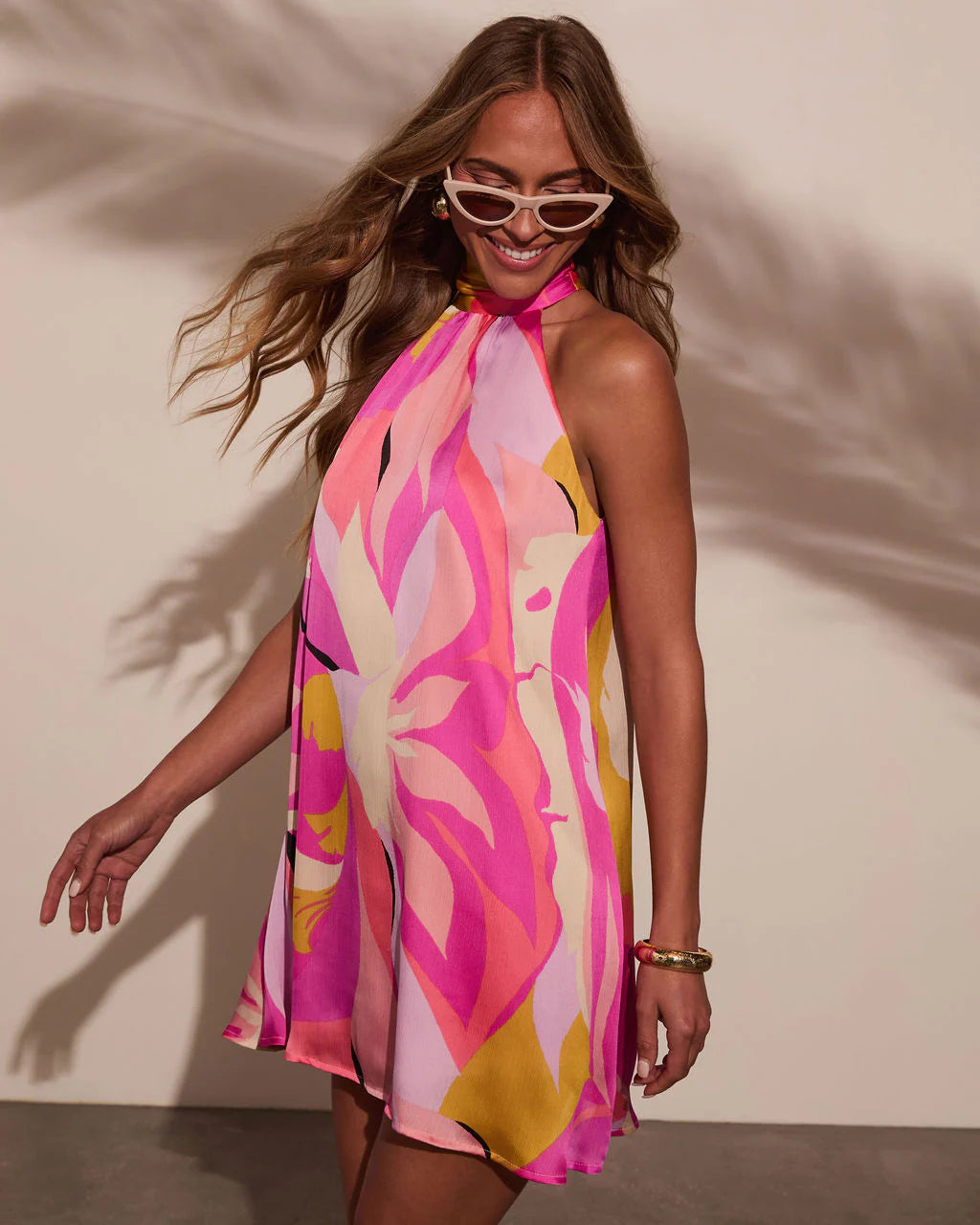 Tropical Treasure Floral Halter Mini Dress