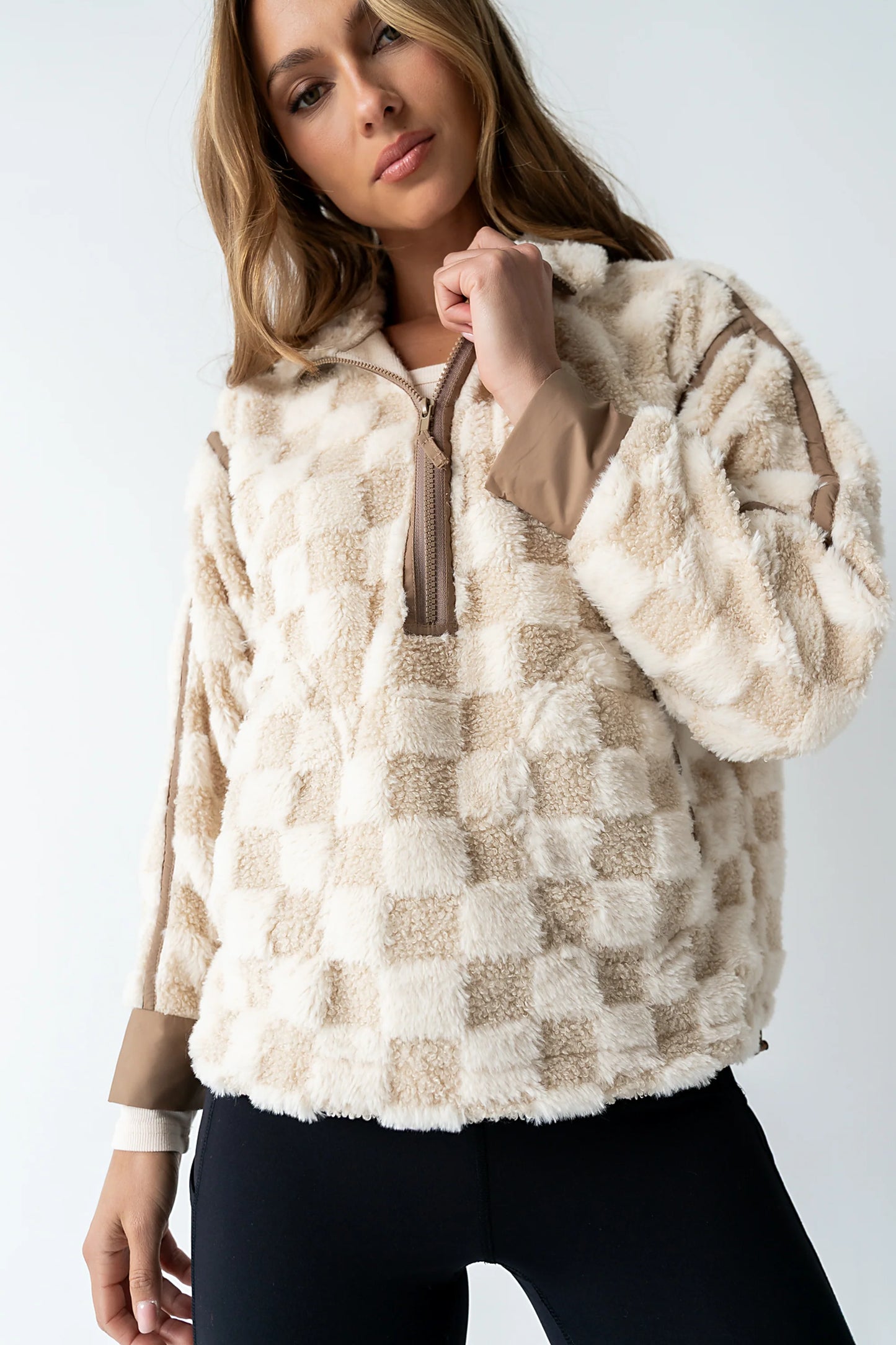 Sheri Checkered Half Zip