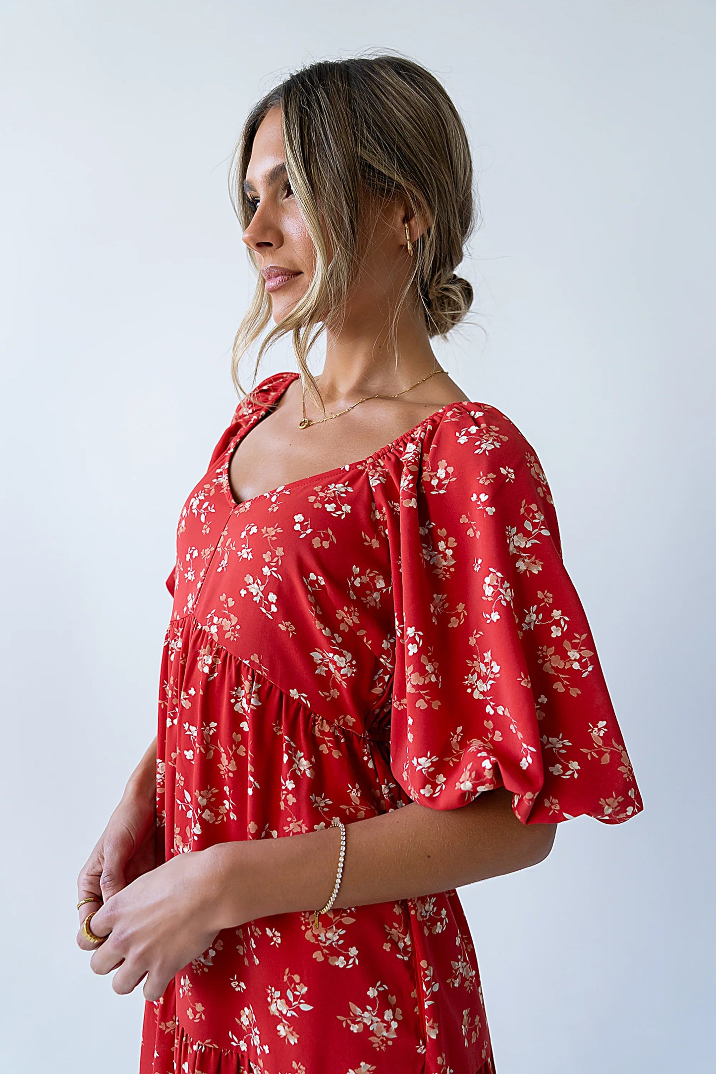Amy Floral Maxi Dress in Red