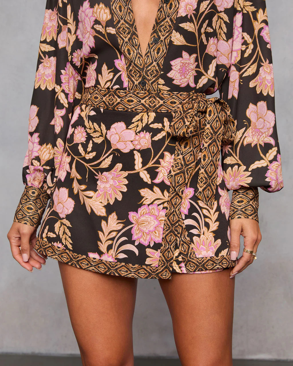 Ivy Embrace Floral Wrap Mini Skort