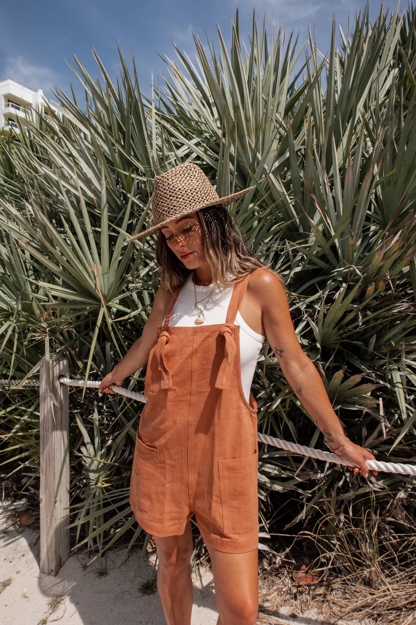 Northwest Cotton Linen Pocketed Romper