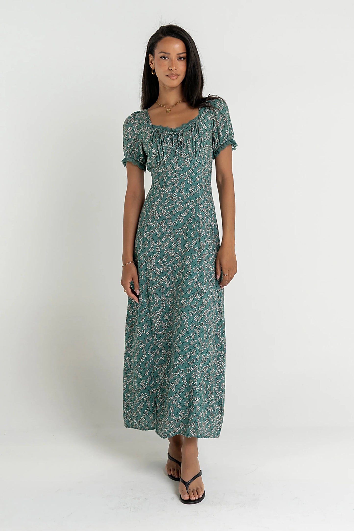 Camden Floral Maxi Dress in Green