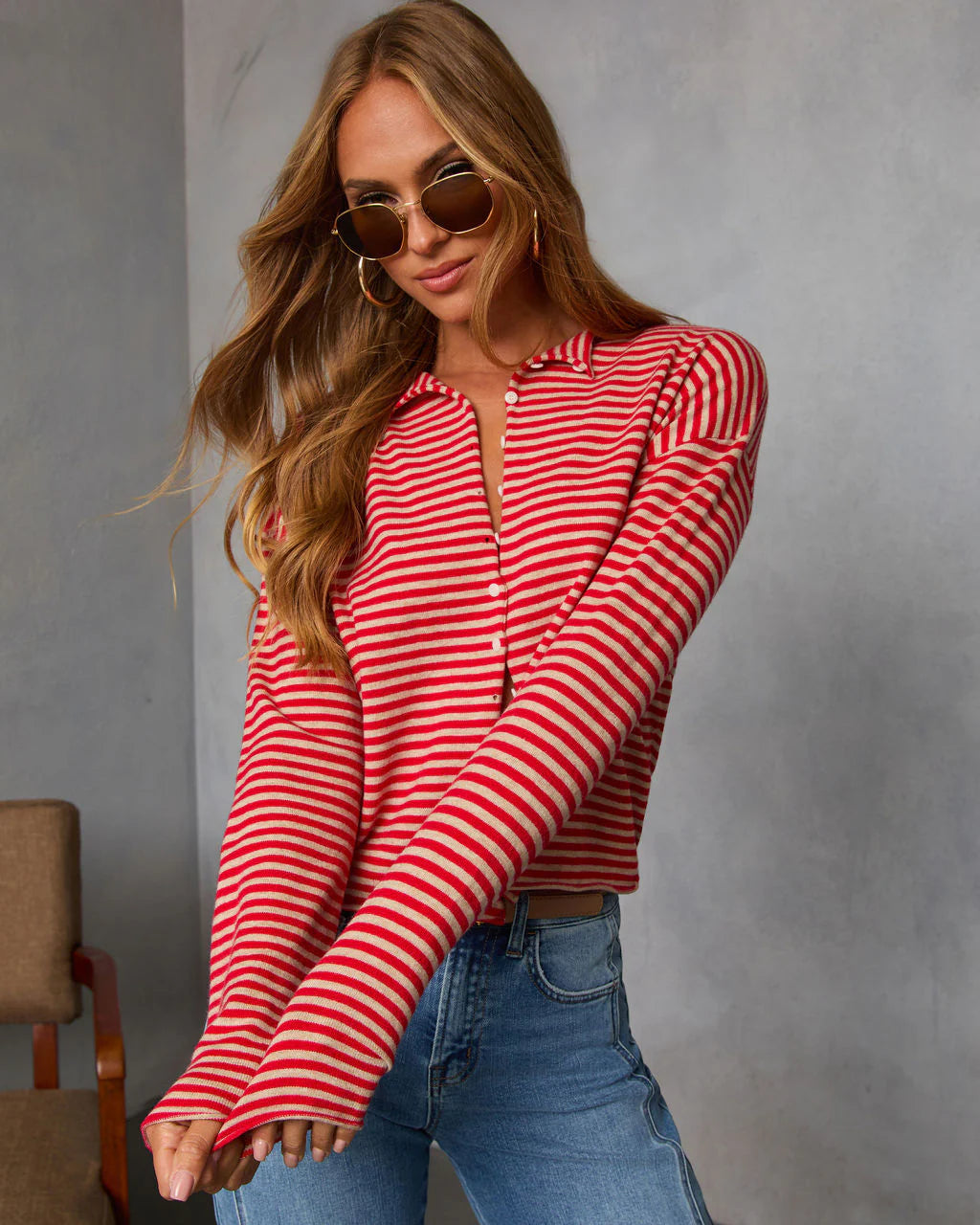 Madeley Contrast Striped Cardigan