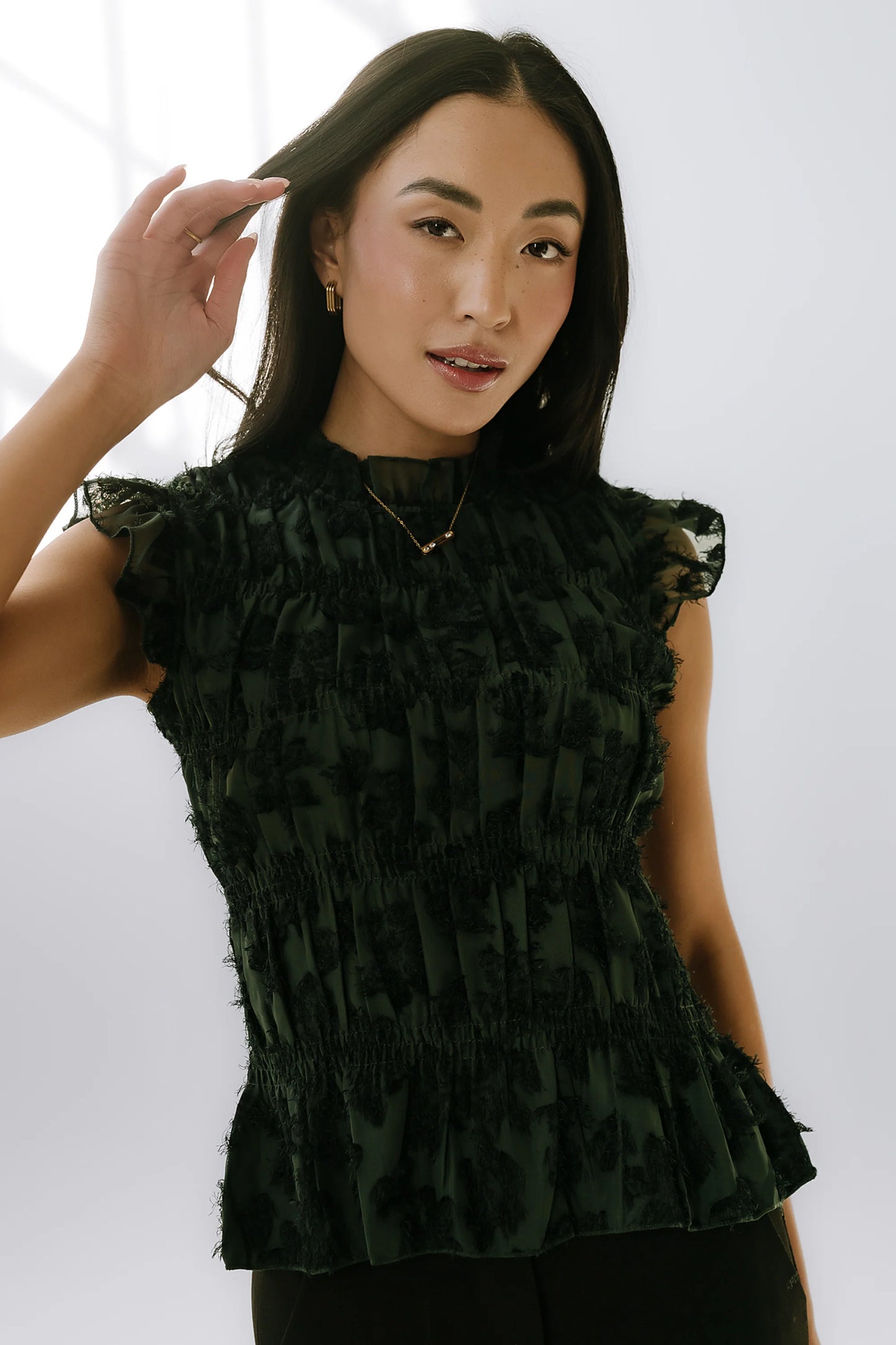 Rodney Smocked Blouse in Green