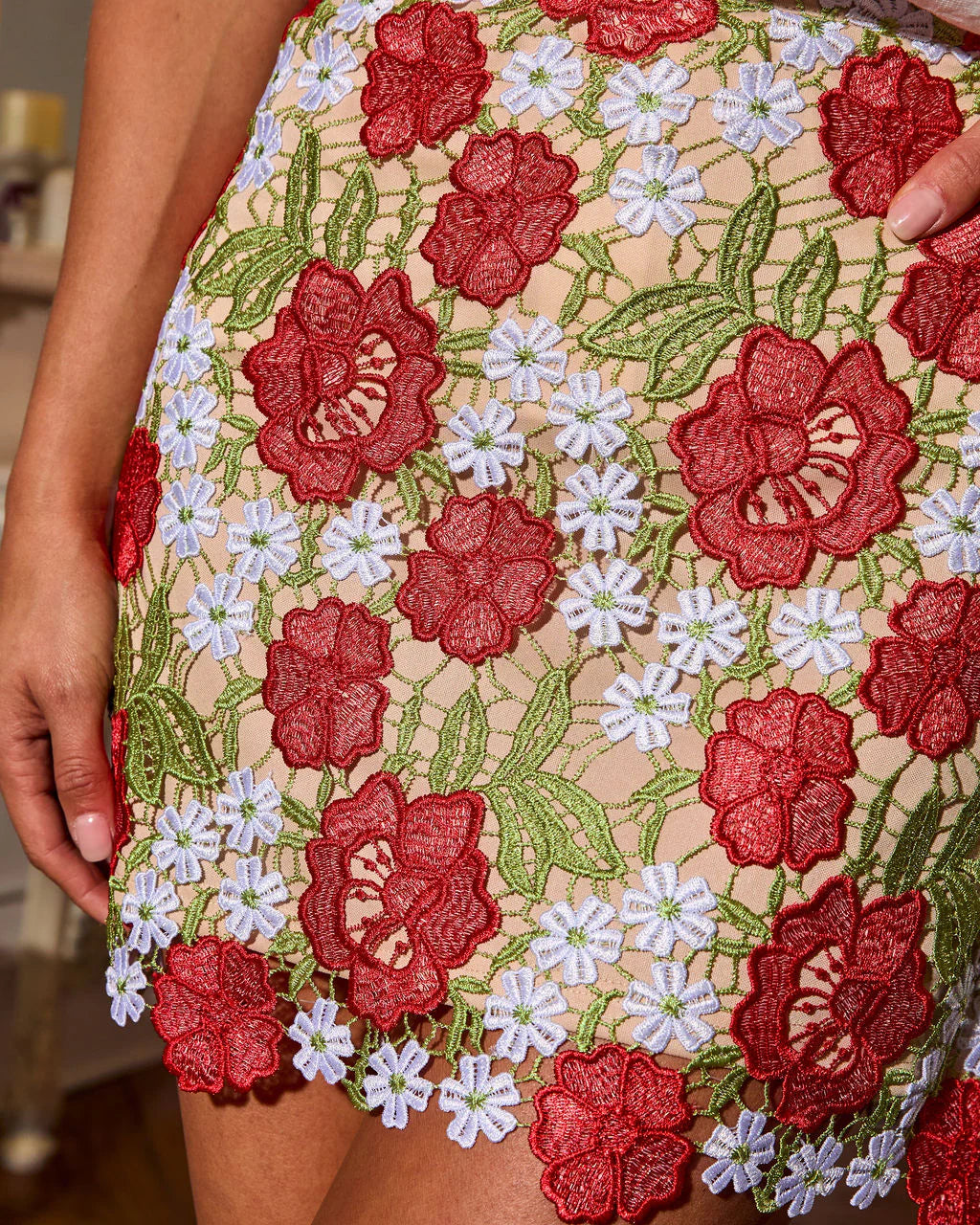 Cafe After Hours Embroidered Mini Skirt