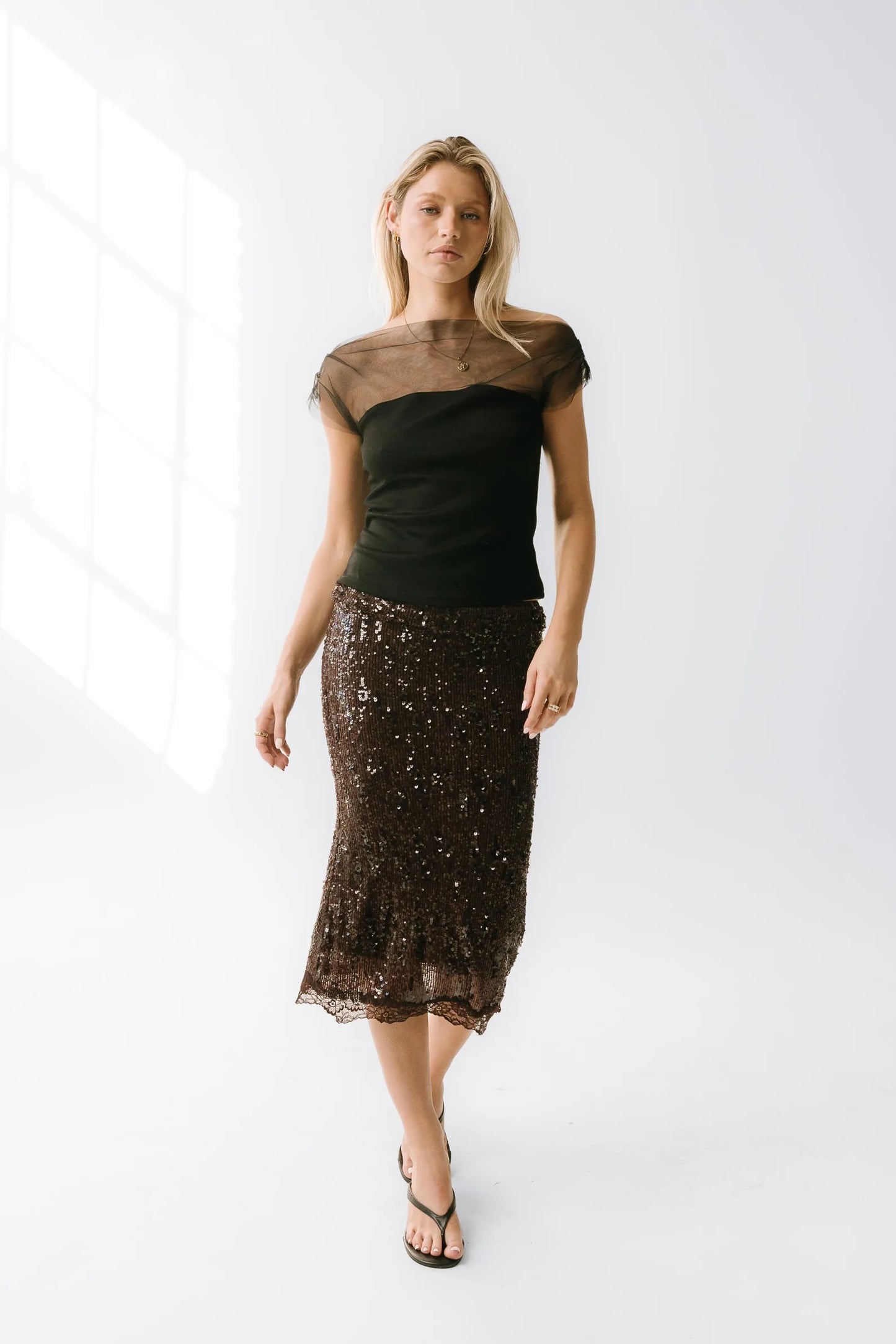 Tracy Mixed Media Top in Black
