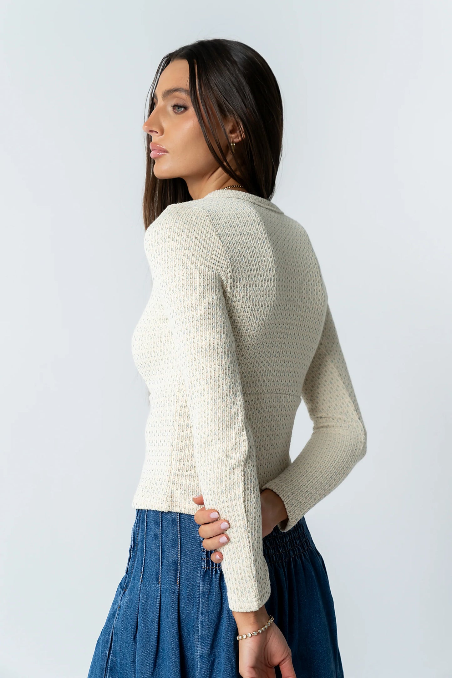 Mindy Button Front Sweater in Multi