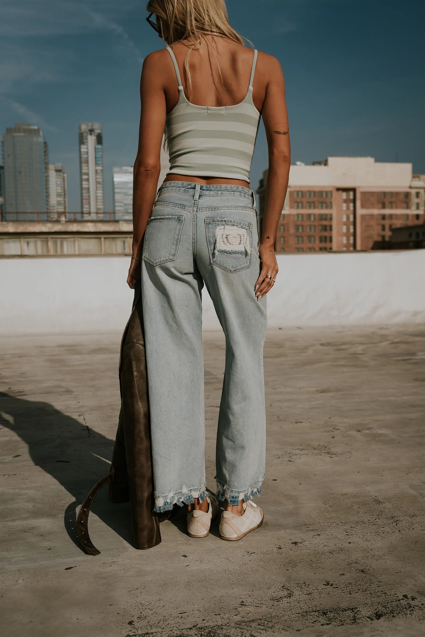 Taisley Striped Cropped Tank in Mint