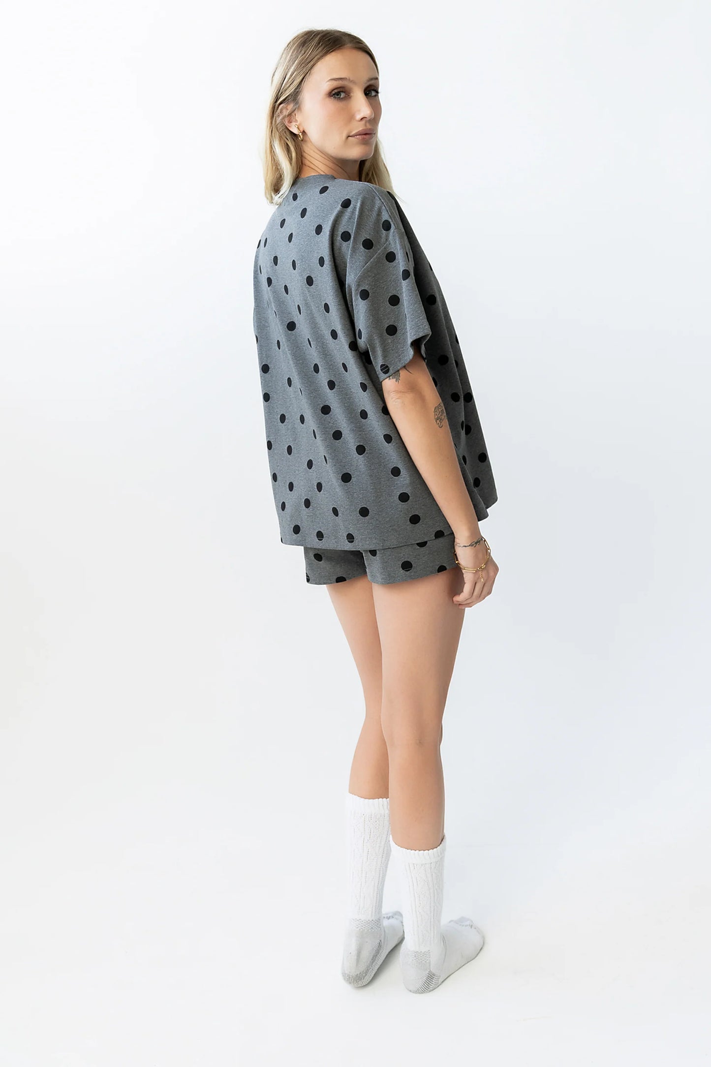 James Polka Dot Tee in Charcoal