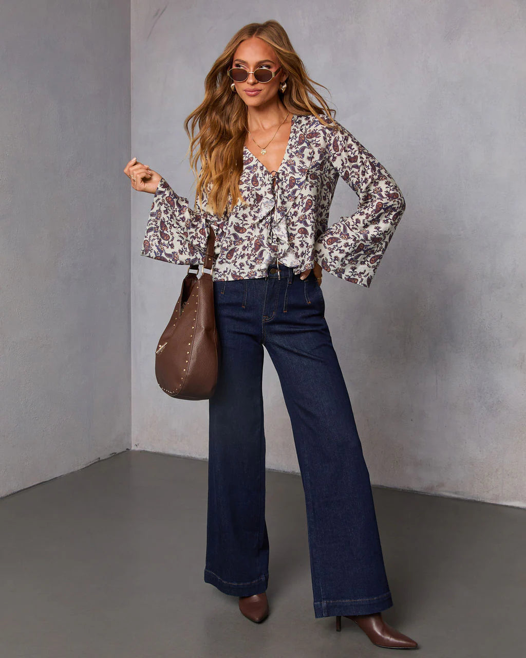 Marene Paisley Ruffle Top