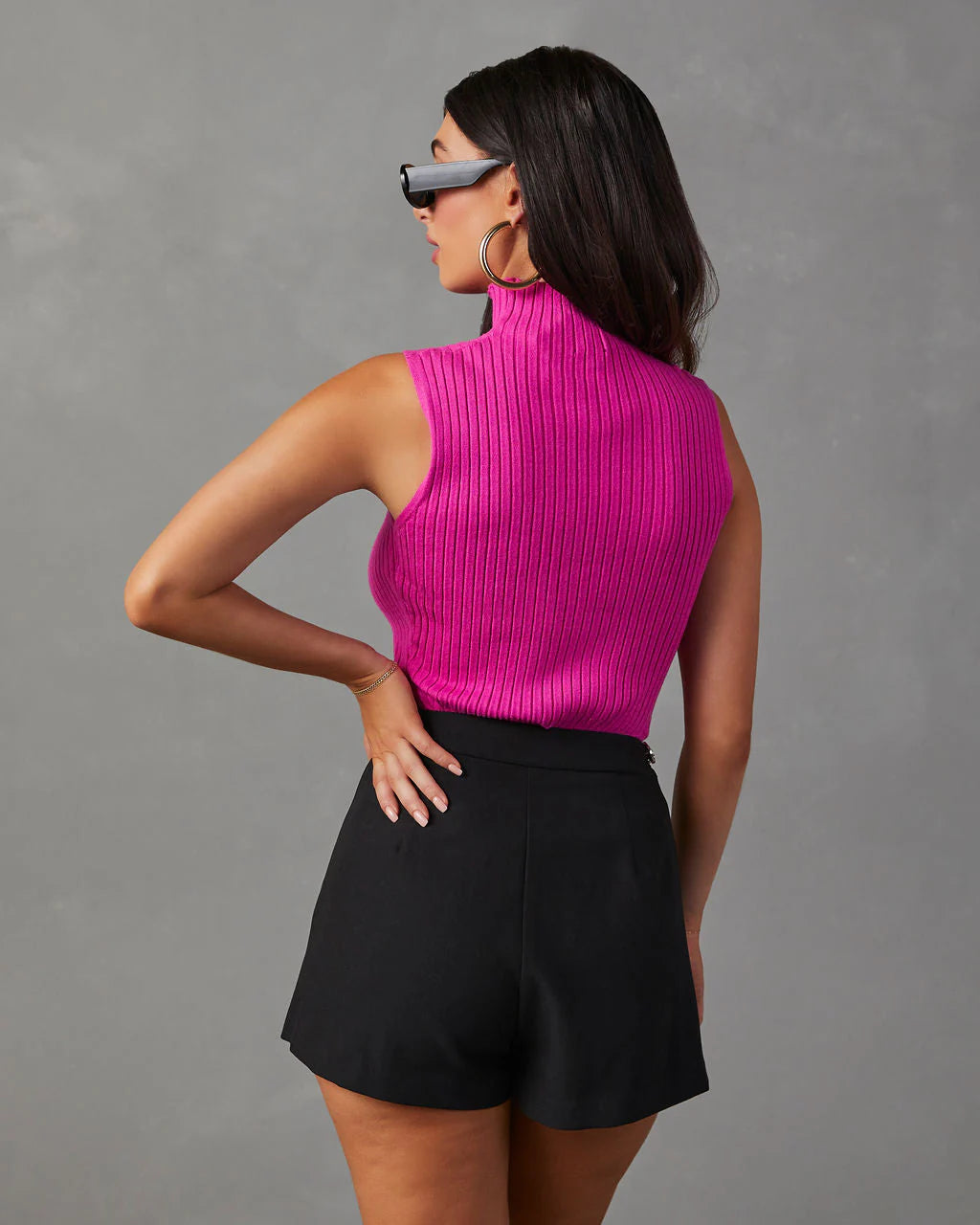 Sheryl Ribbed Mock Neck Sweater Tank