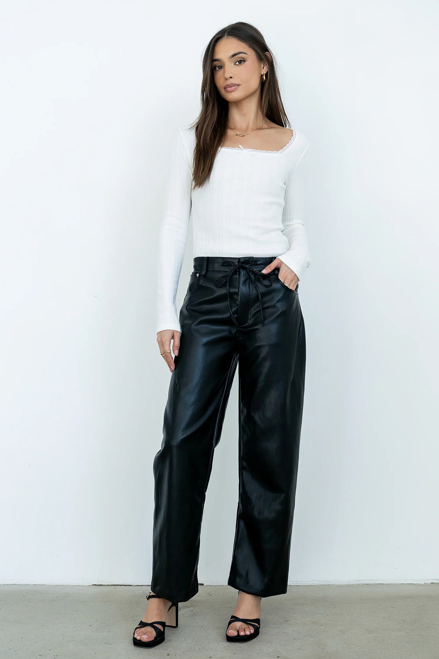 Priya Vegan Leather Wide Leg Pants