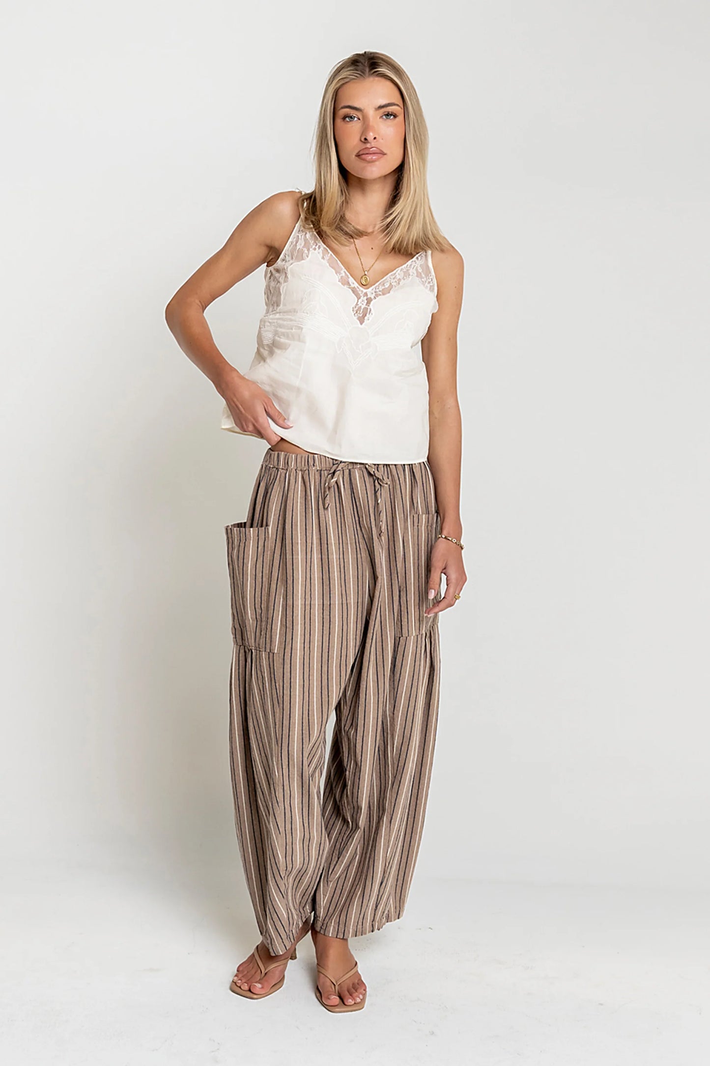 Lana Embroidered Tank Top in Cream