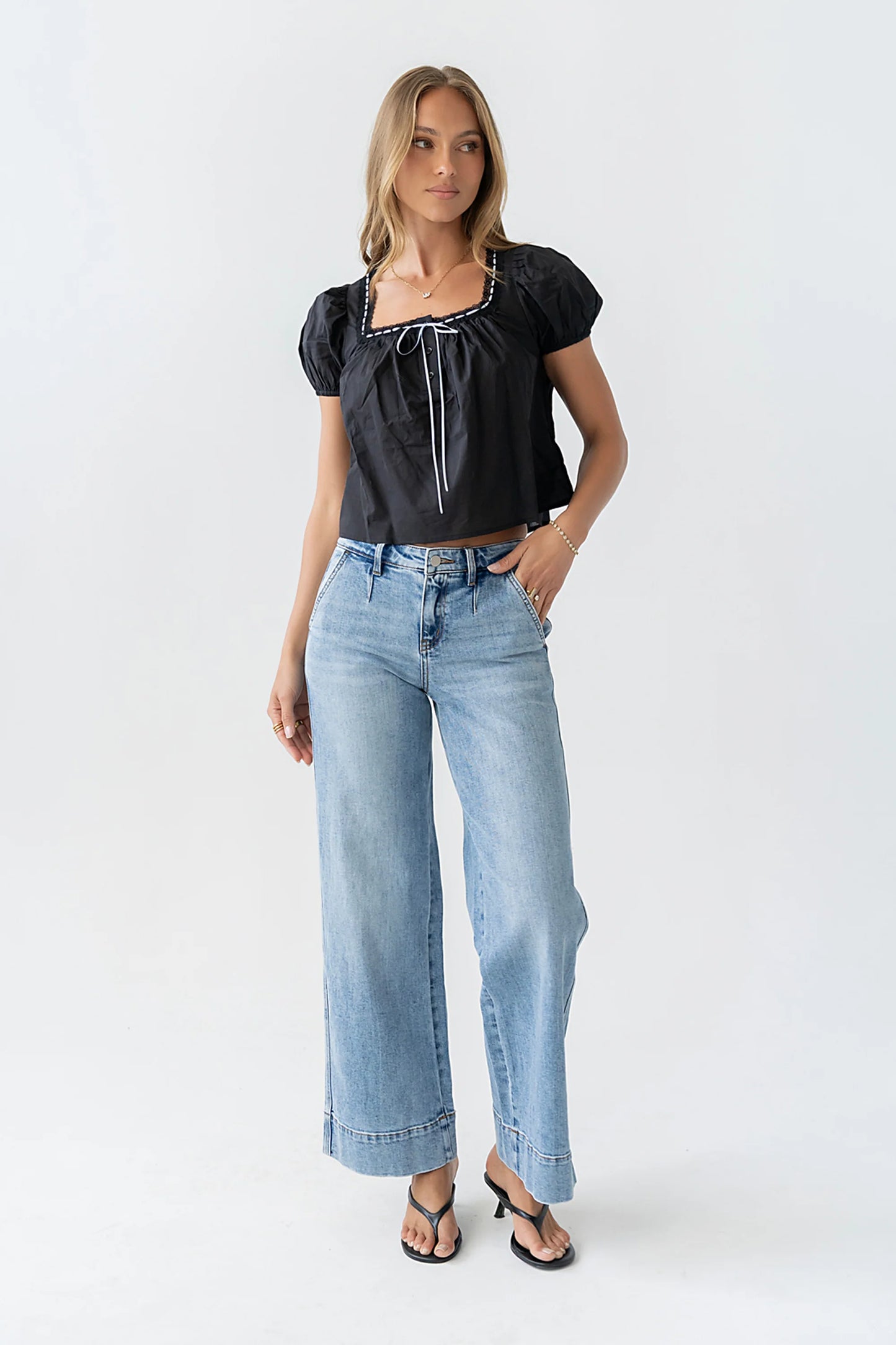 Claire Poplin Blouse in Black