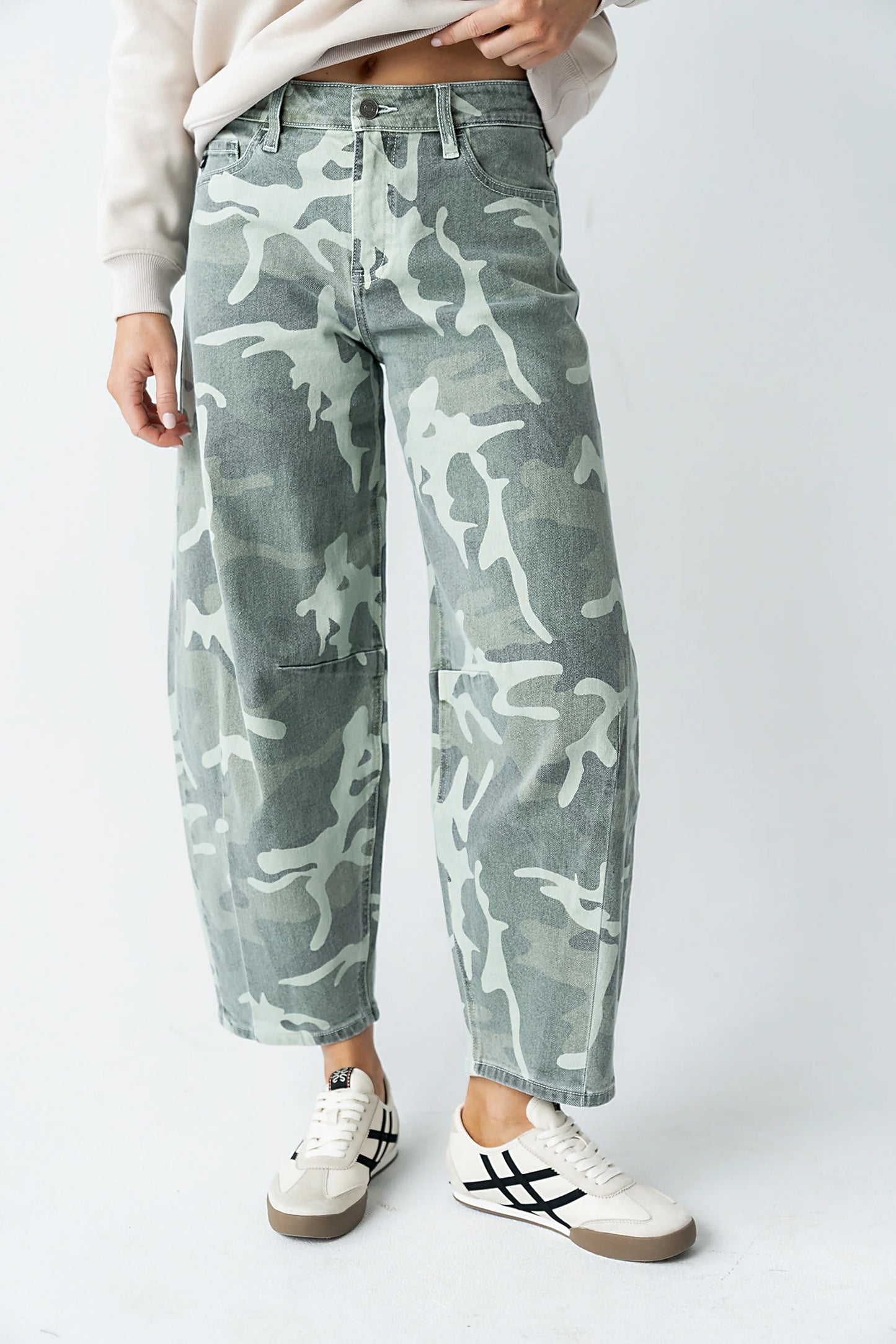 Maddison Camo Barrel Jeans