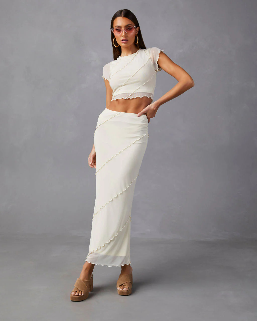 Markella Lettuce Trim Midi Skirt