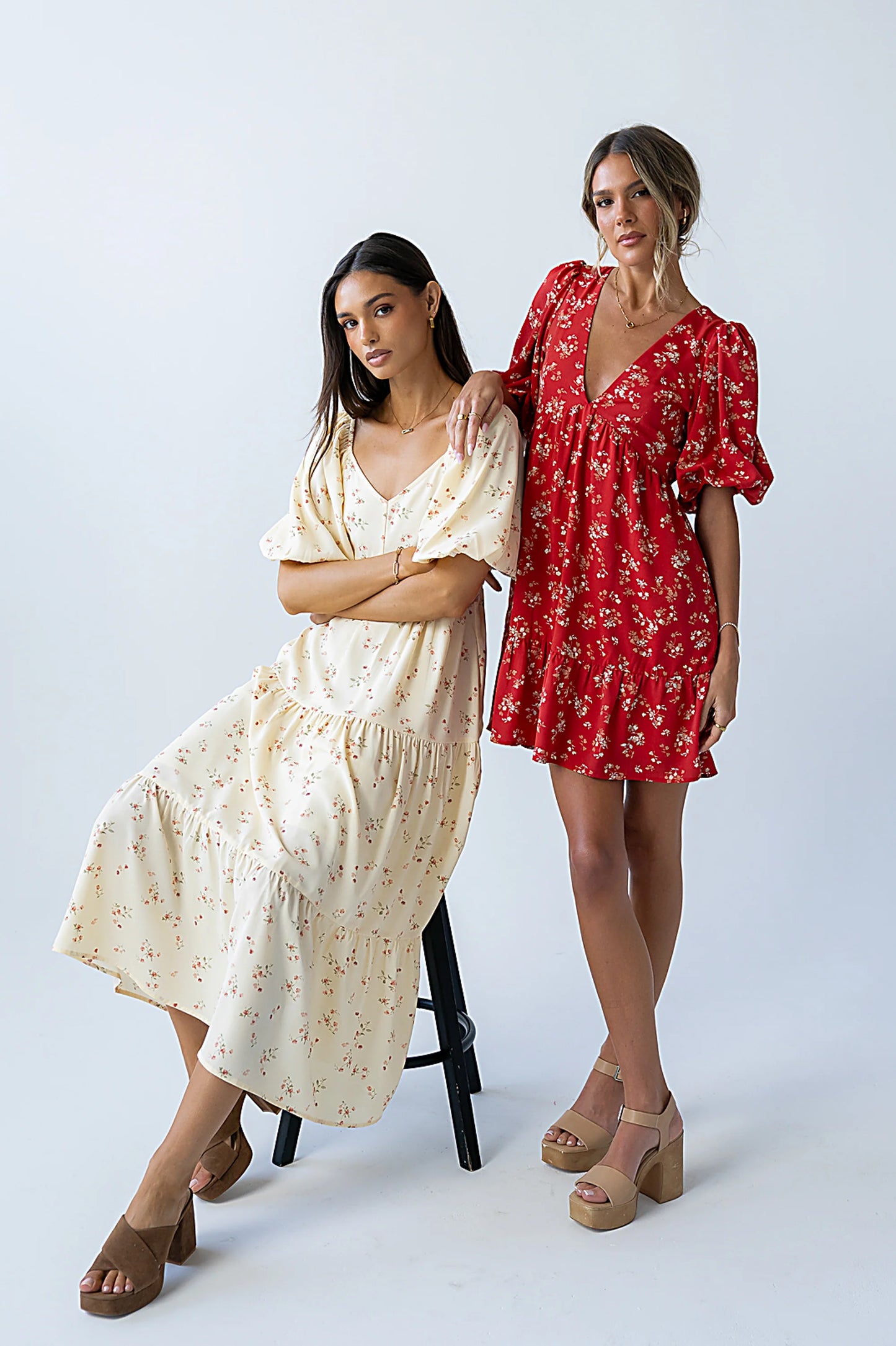 Lizzy Floral Mini Dress in Red