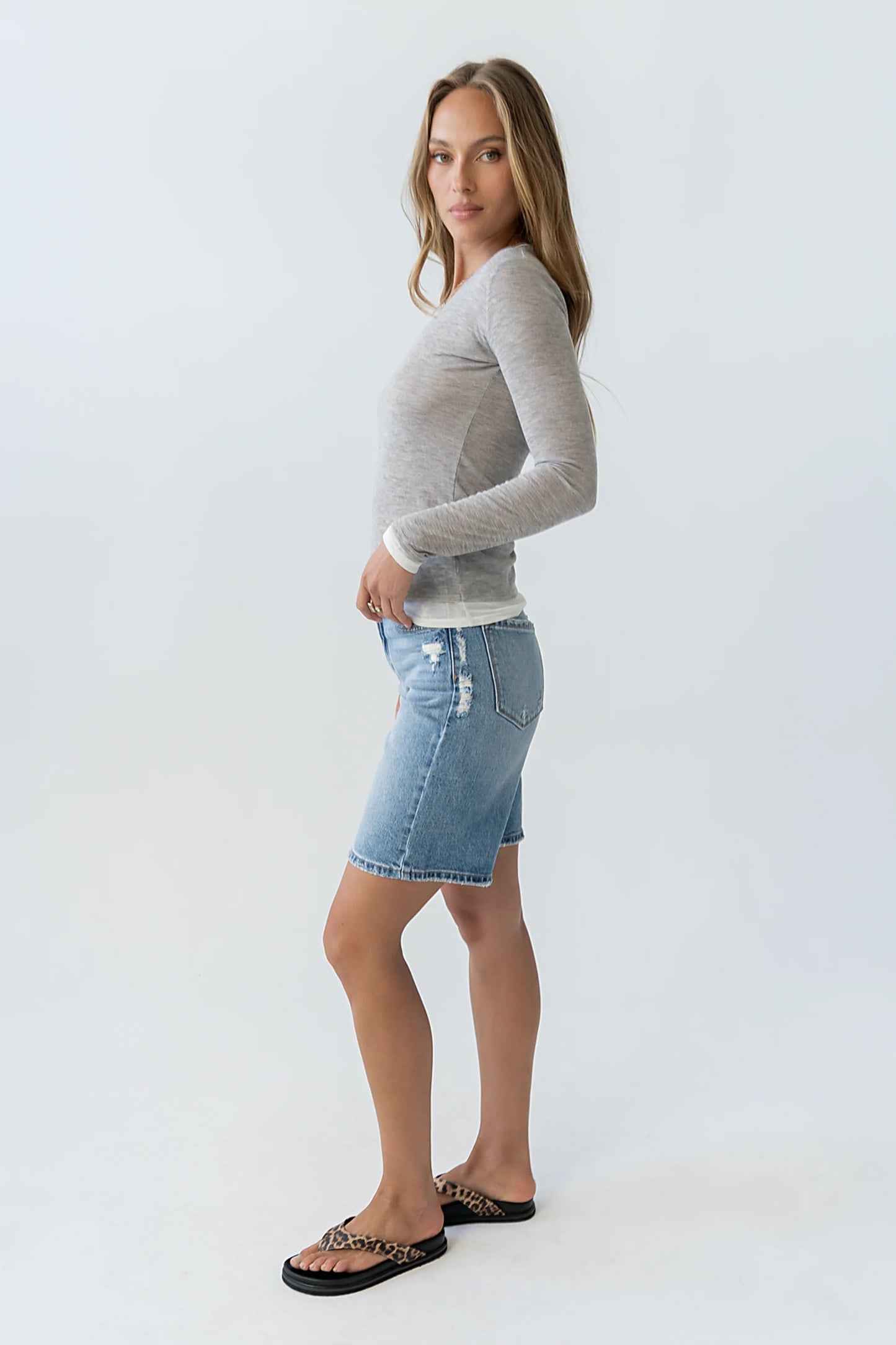 Brinley Layered Top in Heather Grey