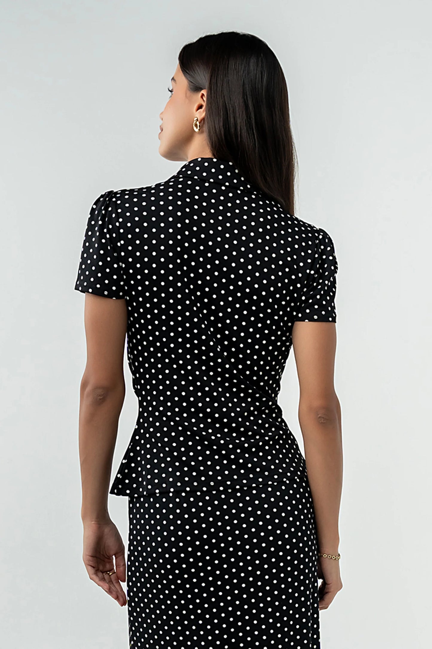 Malia Polka Dot Collared Blouse