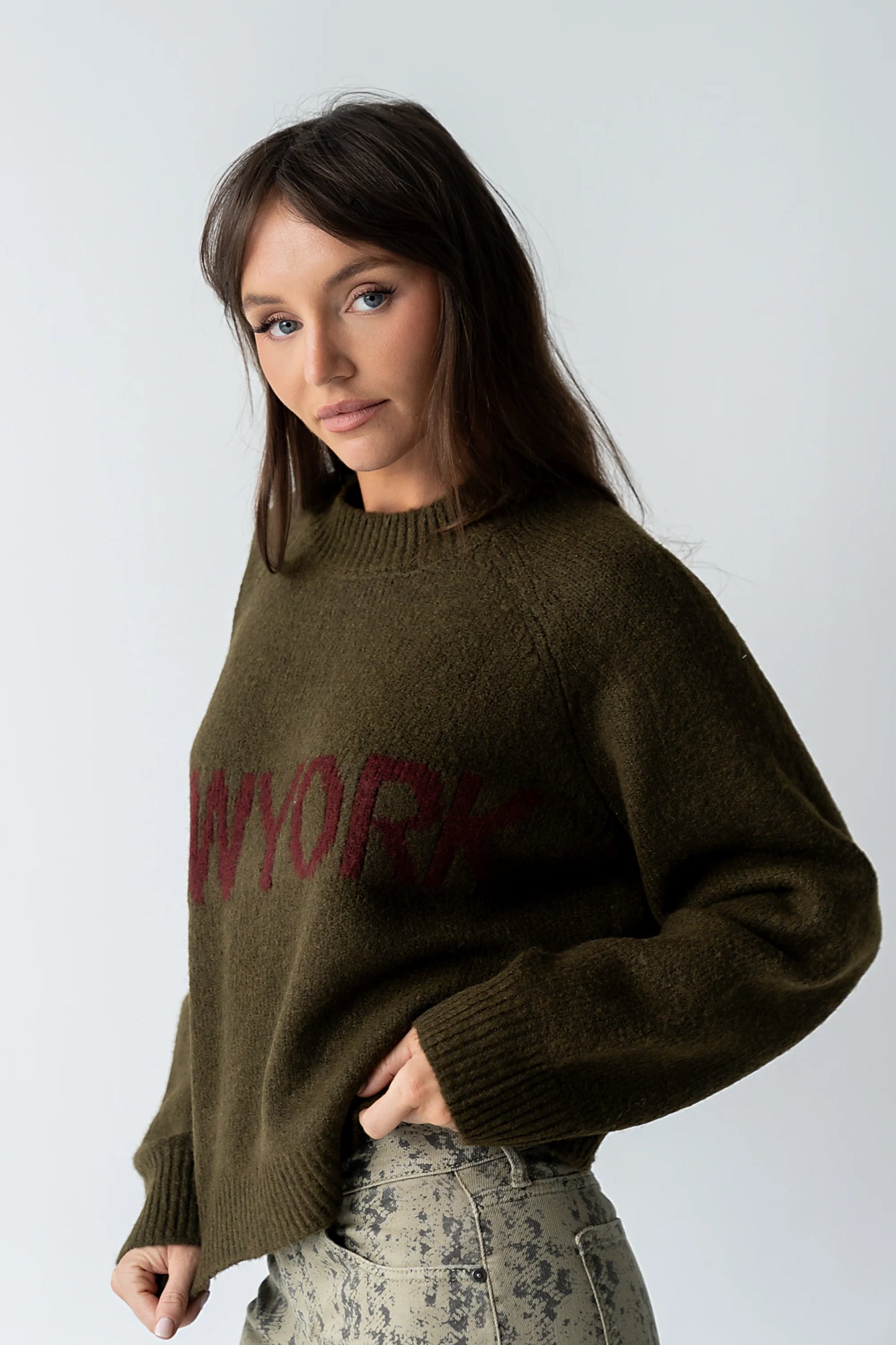 Suzie Graphic Sweater in Olive