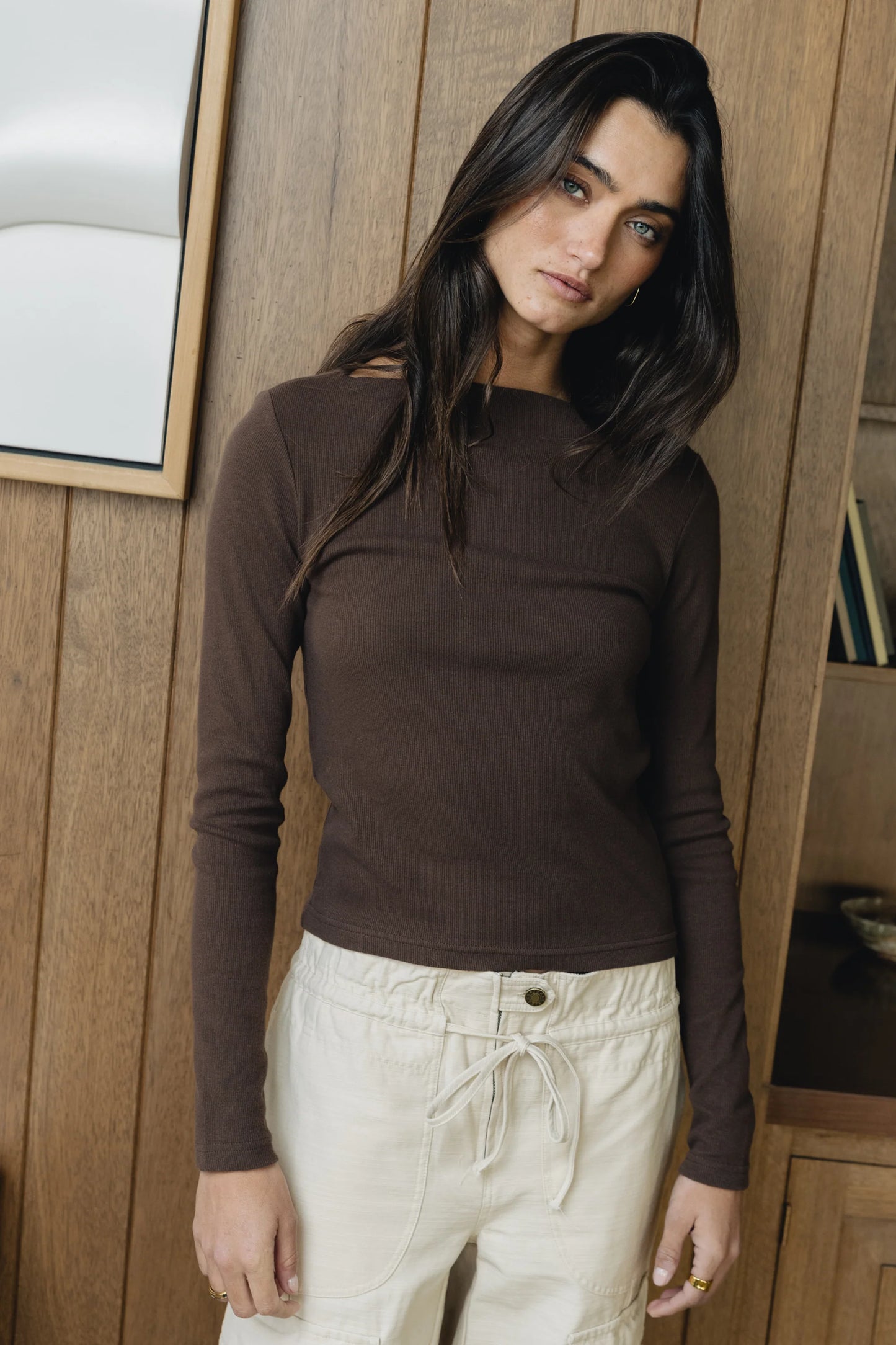 Becca Boatneck Top in Brown