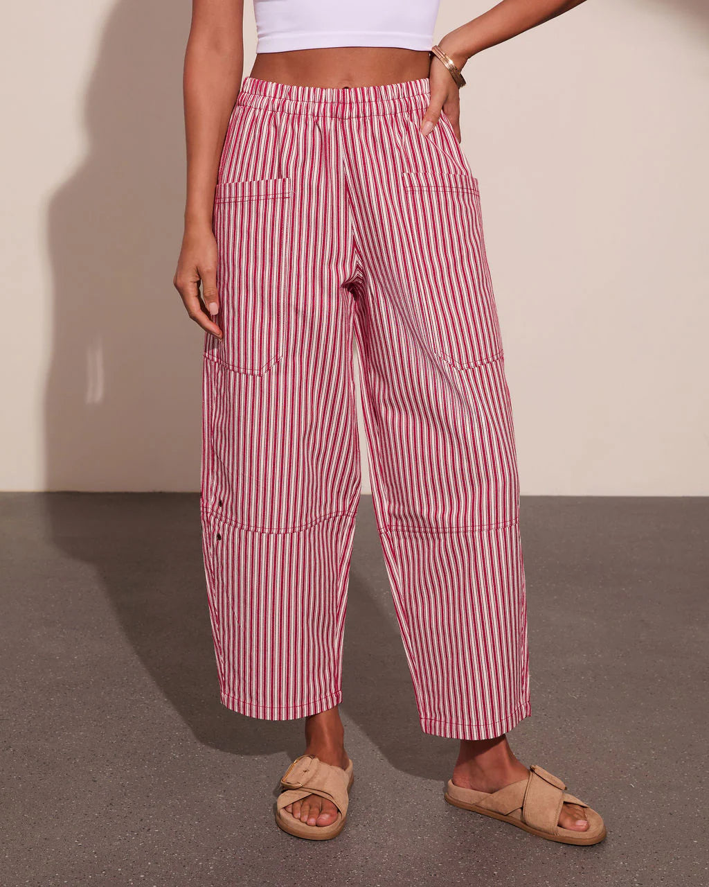 Nautical Honey Striped Barrel Leg Pants