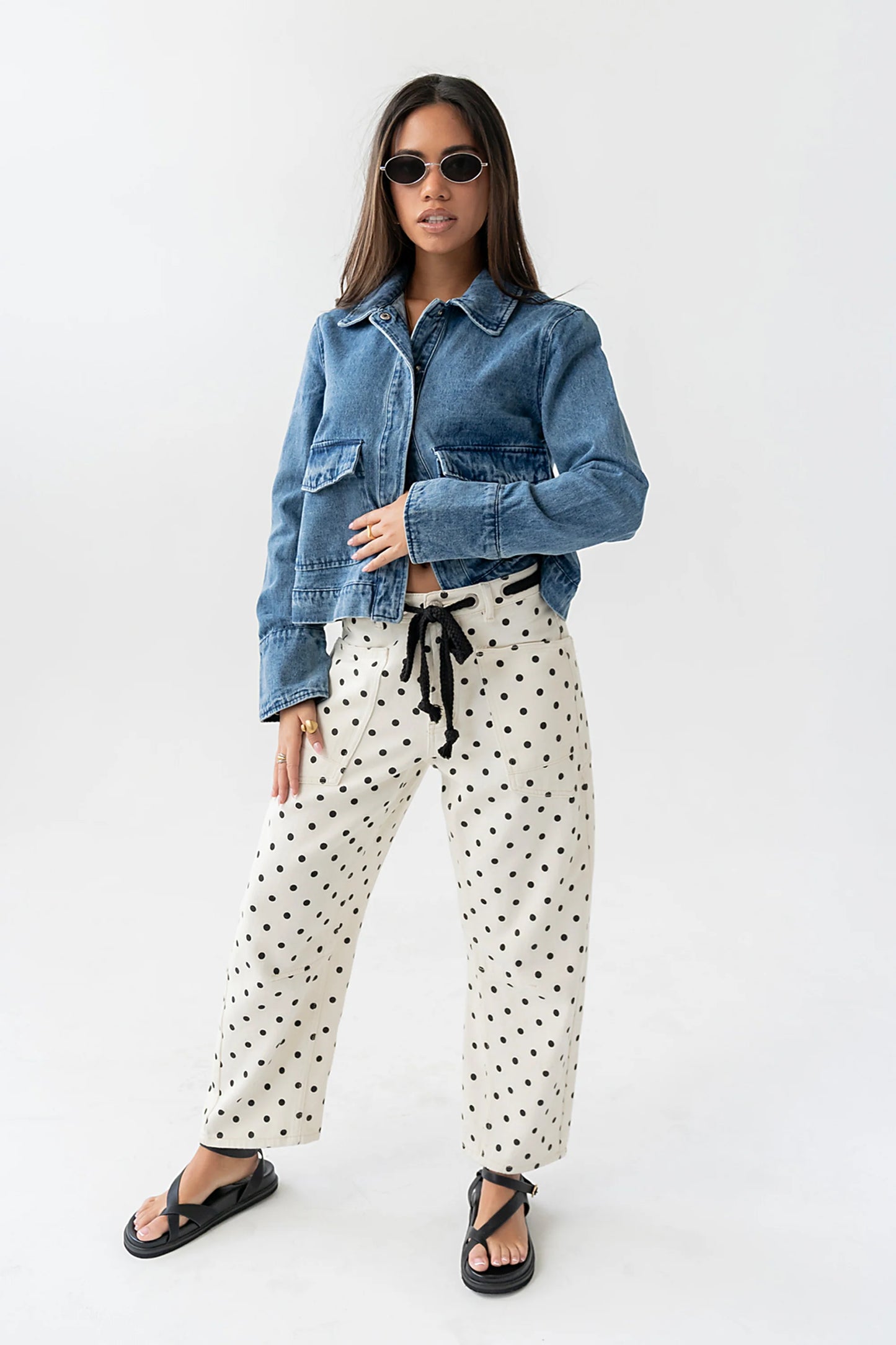 Priya Polka Dot Barrel Jeans