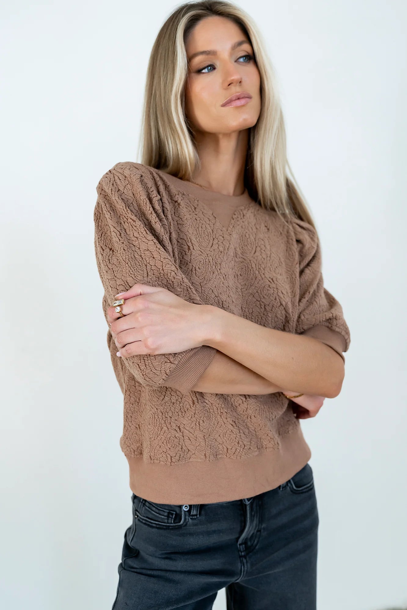Marrel Textured Top in Brown