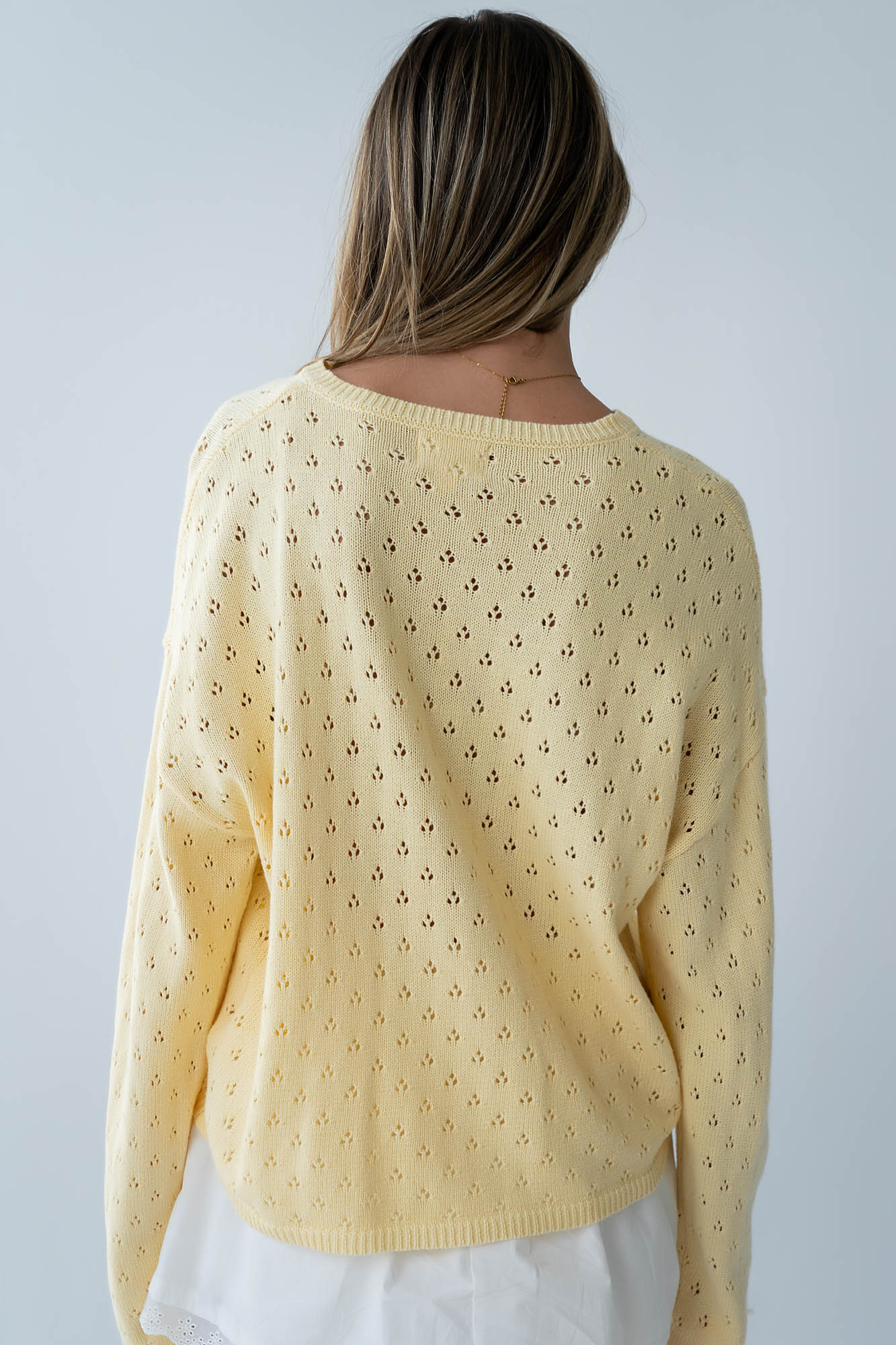 Margot Pointelle Sweater in Butter Yellow