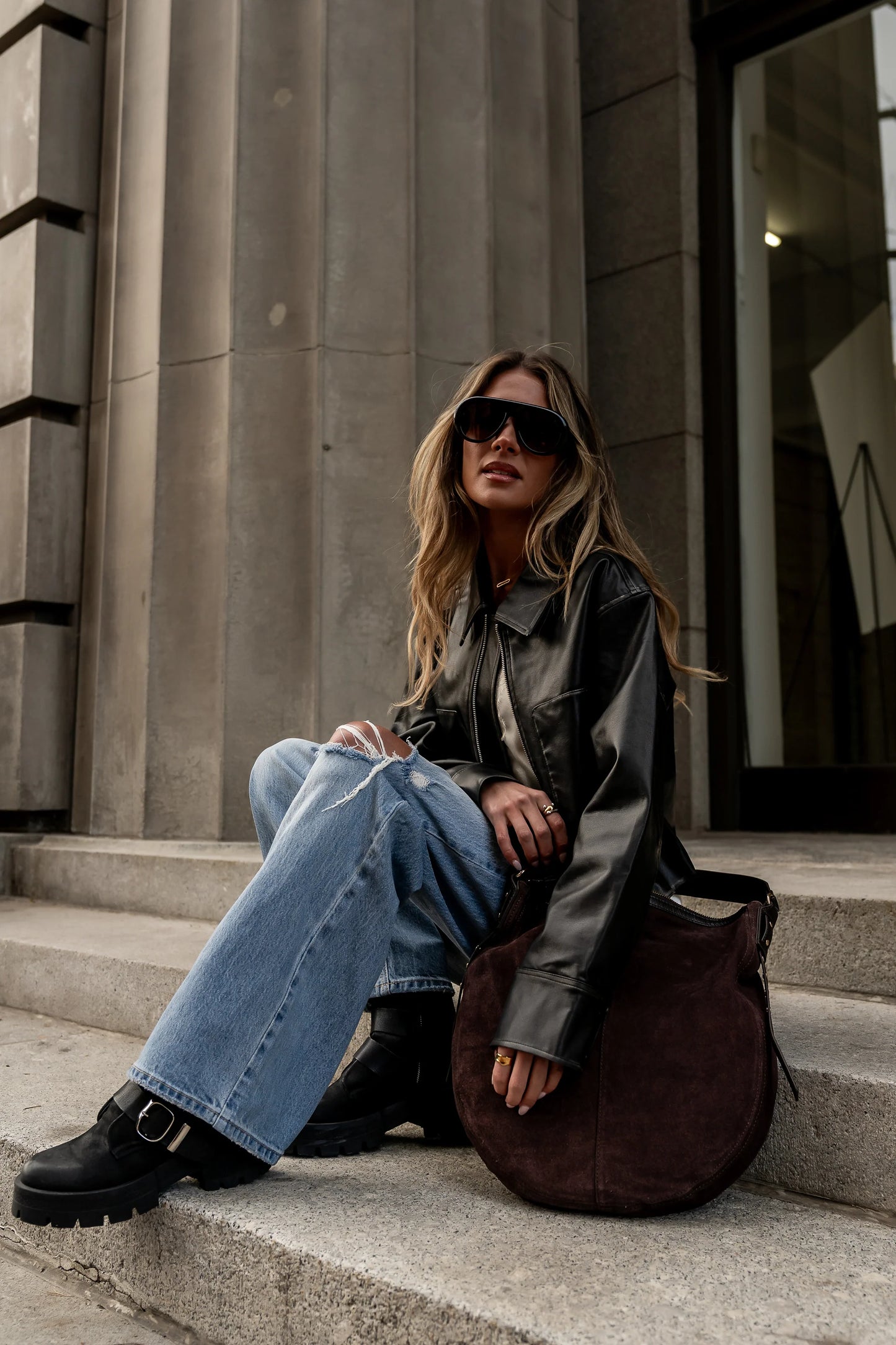 Jaymie Vegan Leather Jacket in Black