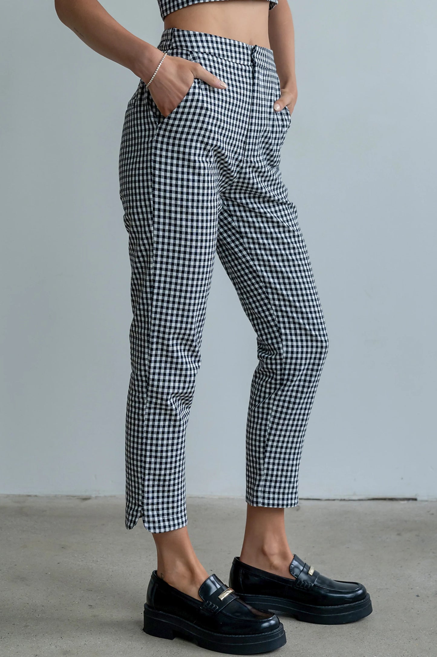 Madie Gingham Pants in Black