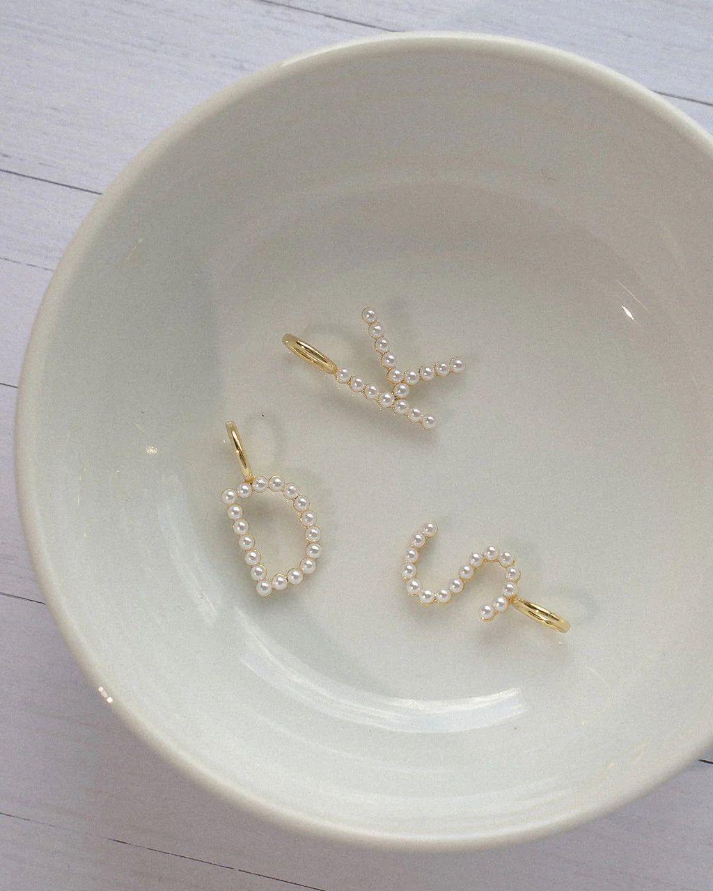 Pearl Letter 14k Plated Charm