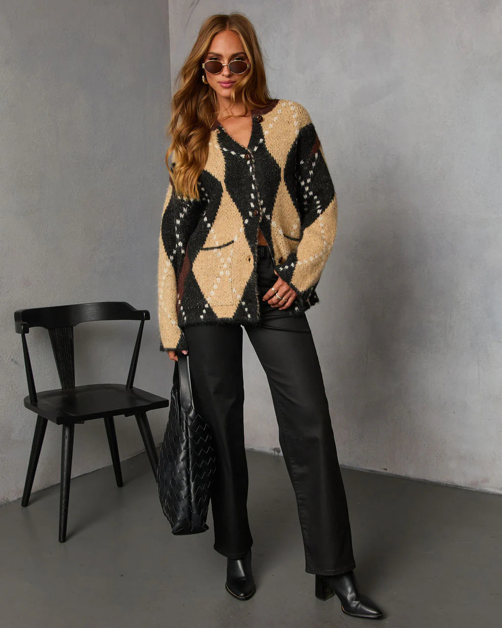 Paxtin Argyle Print Sweater